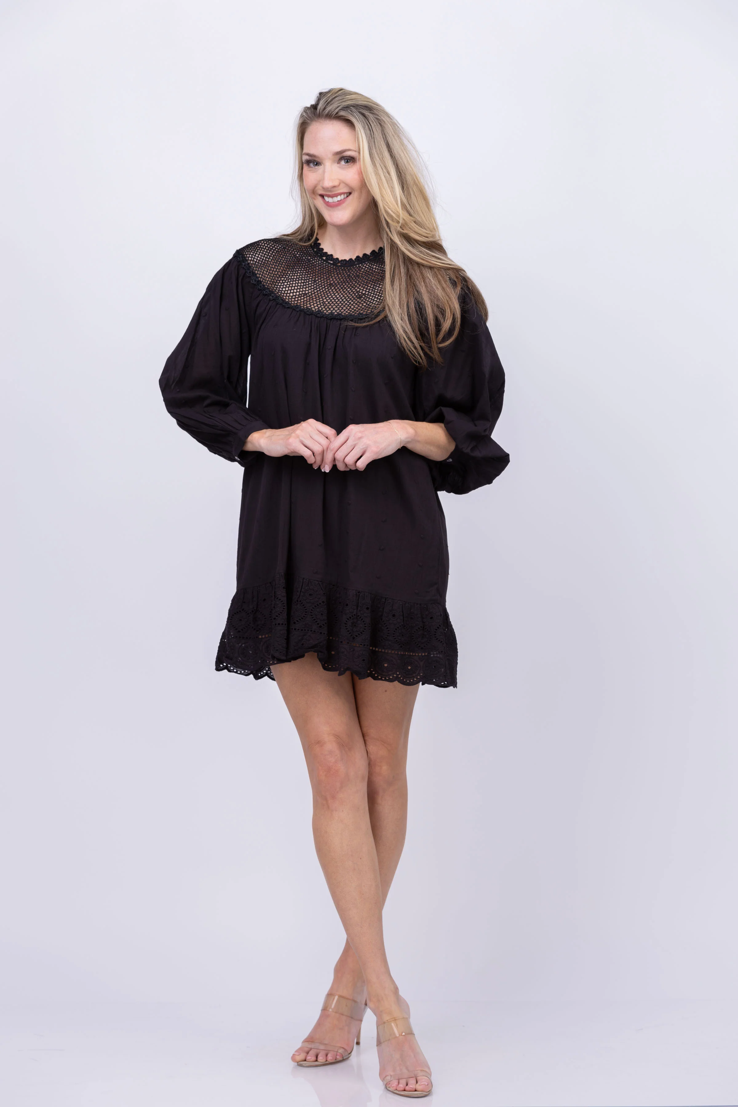 Artisan Mille Mirella Crochet Dress in Black Classic