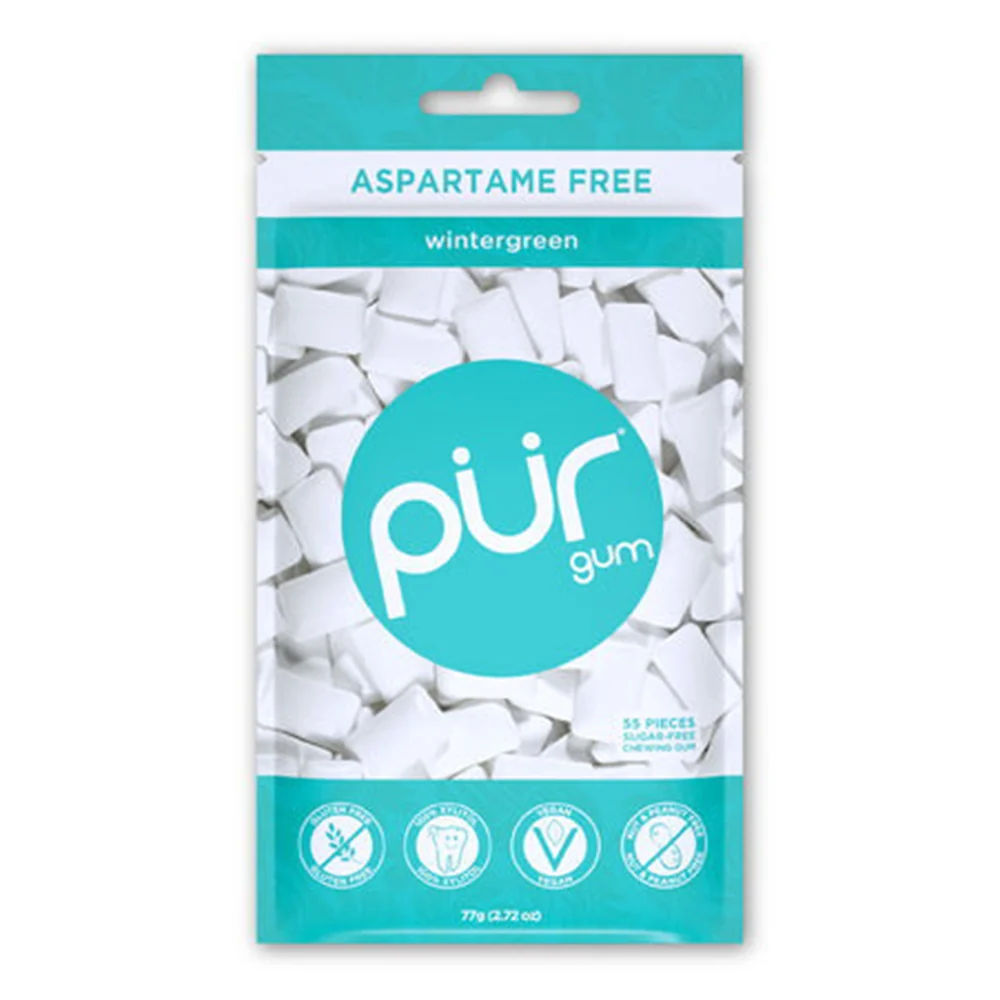 Verified Pur Wintergreen Sugar Gum Bag Sweetened with Xylitol Fresher Breath and Better Oral Health 55Ea Consistent