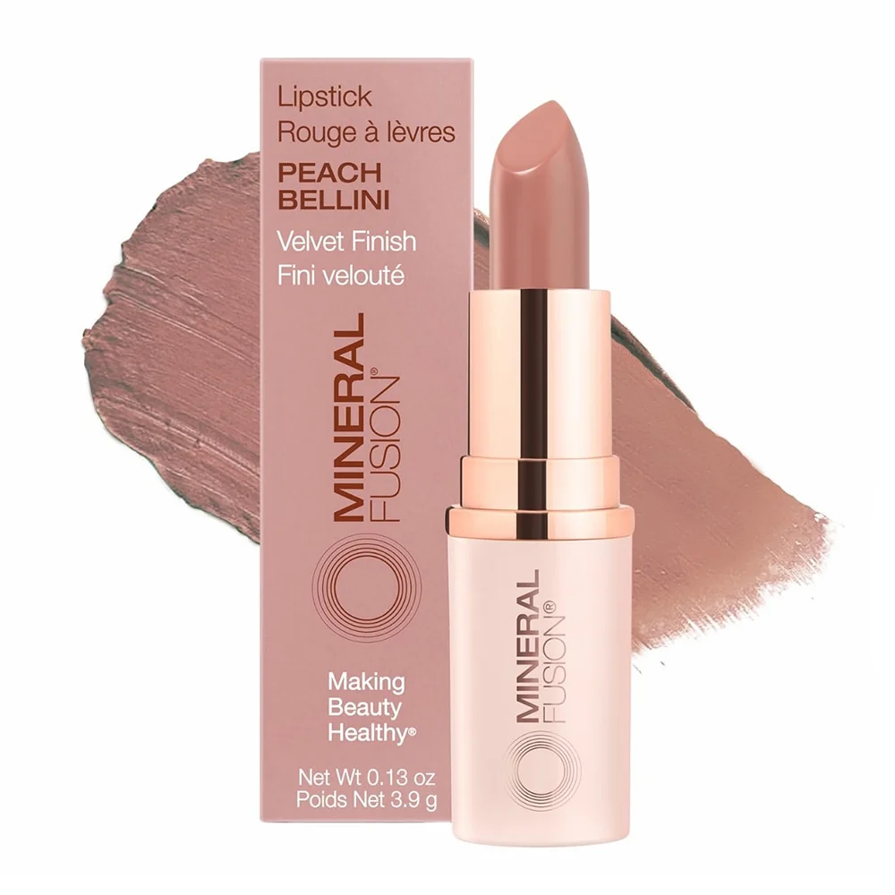 Breathable Mineral Fusion Peach Bellini Lip Stick Smooth onto Lips Luxurious Hydration and Radiant Color 0.13Oz 3.9g Clean