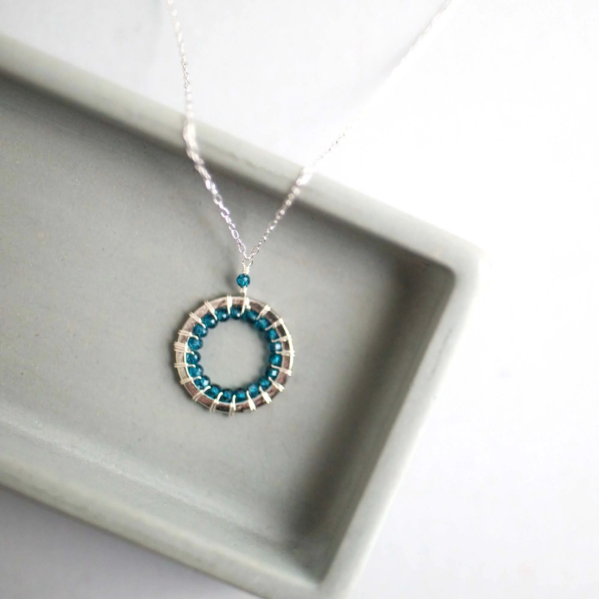 Healthy London Blue Quartz Halo Mini Silver Pendant Original