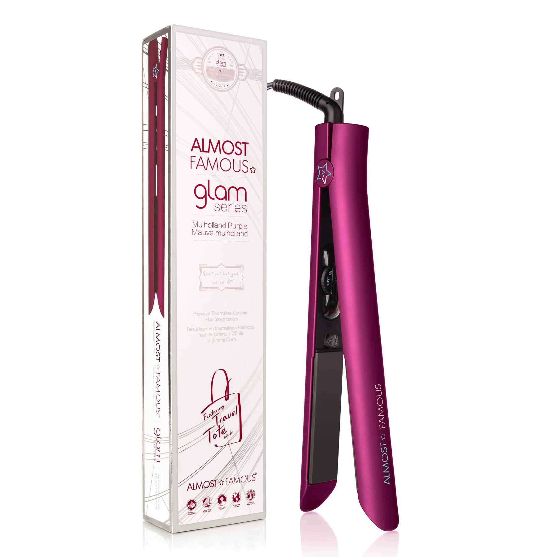 Modern Glam Series 1.25 Gem Tourmaline Flat Iron with Travel Bag Advanced