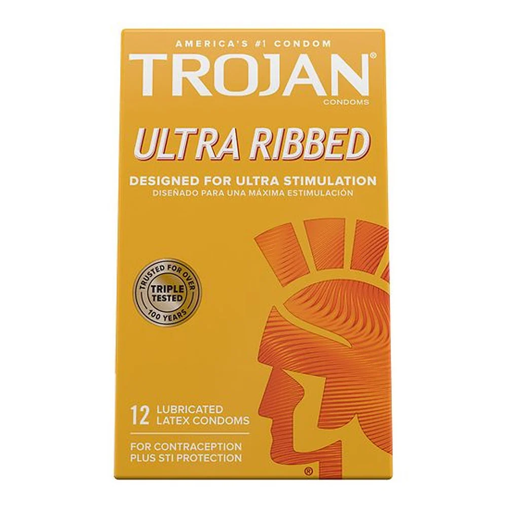 Powerful Trojans Stimulations Ultra Ribbed Lubricated Latex Condoms - 12 Ea Soft