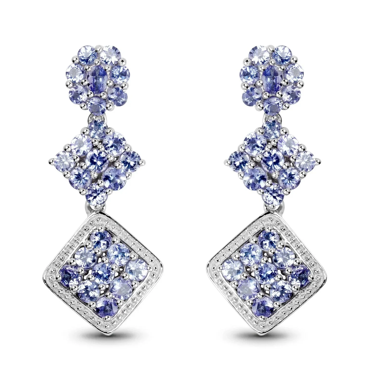 Smart Violet Tanzanite Prong Sterling Silver Dangle Earrings Prestigious
