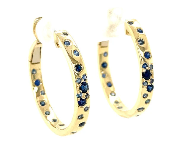 Superior Dilamani Sapphire Confetti 25mm Clip Top Hoop Earring High-End
