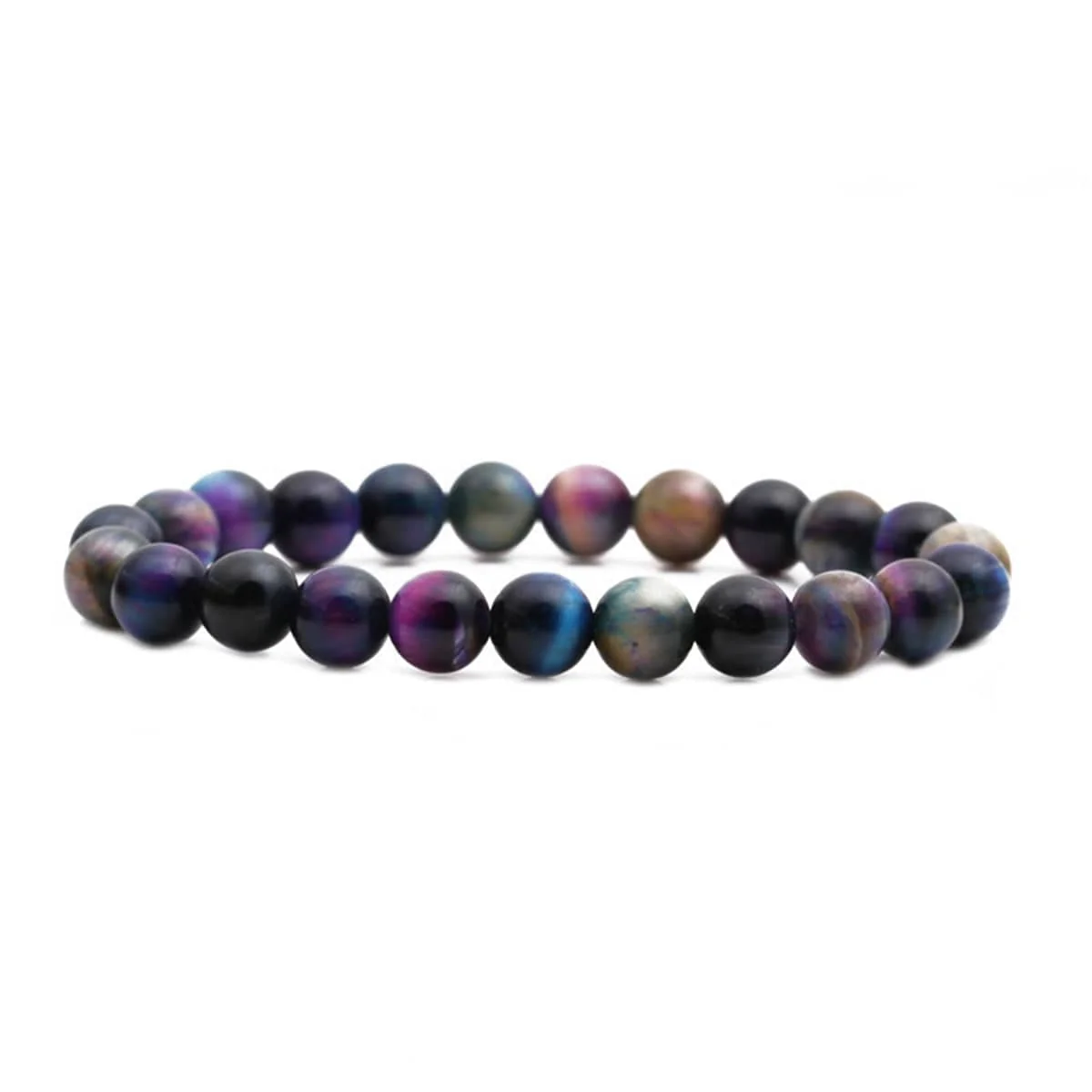 First-Class Purple Black Quartz Beaded Stretch Bracelet Proven