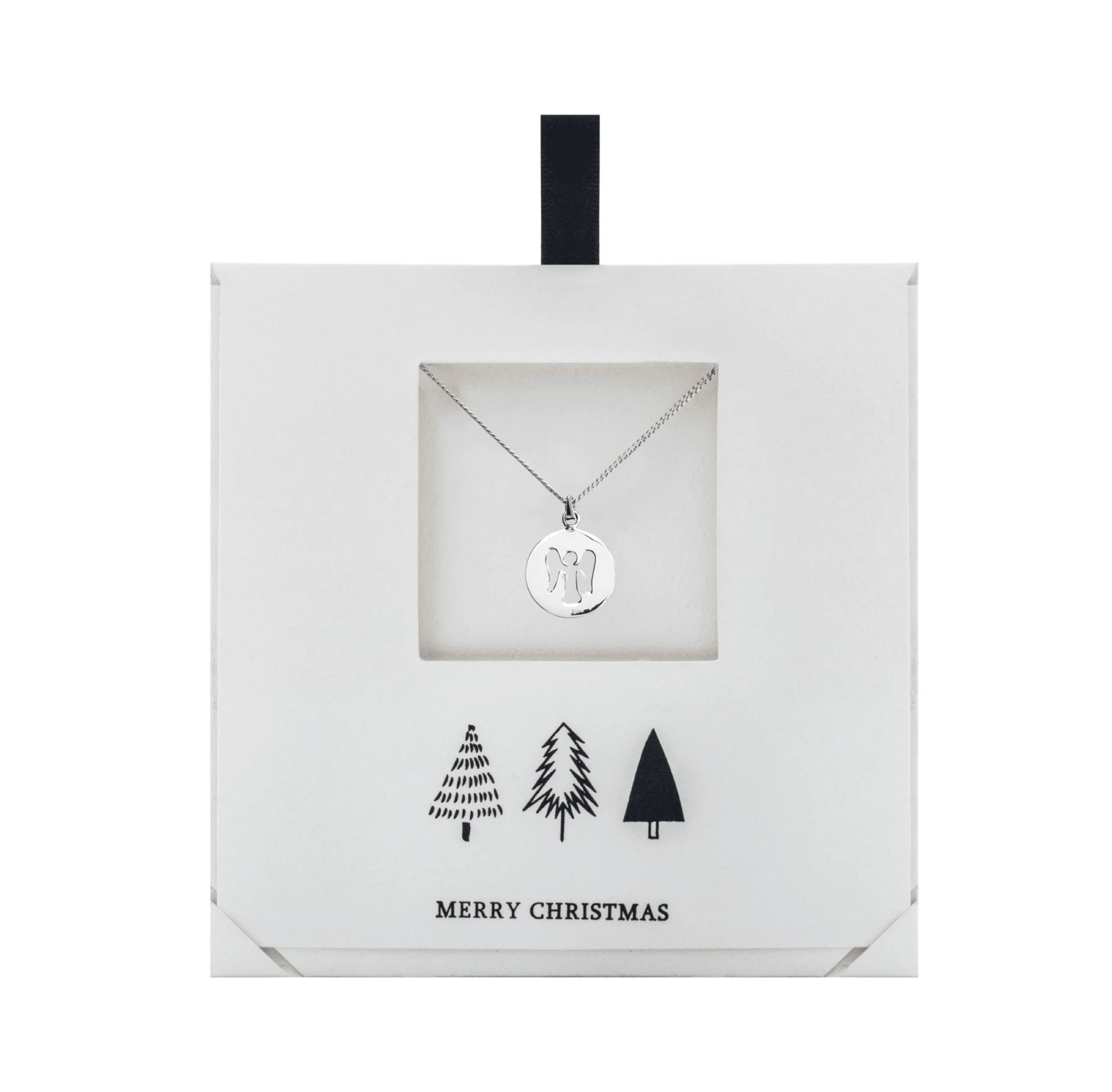 Easy-to-Use Ag Sterling Circular Angel Pendant Necklace on Holiday Card Exclusive