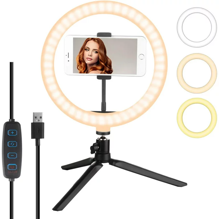Trusted LED Ring Light 10 inch Desk Makeup Ring Light Tripod Stand Black Functional