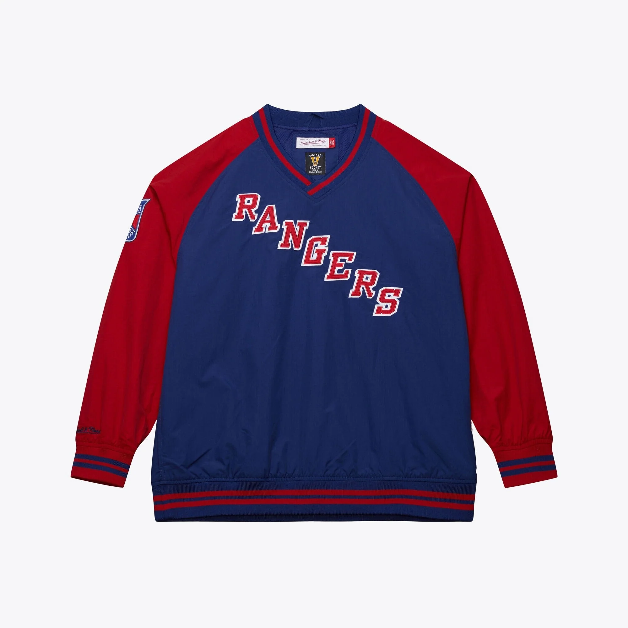 Official Mitchell Ness Men's NHL Nylon Pullover Jacket Vintage Logo Rangers Minimalist