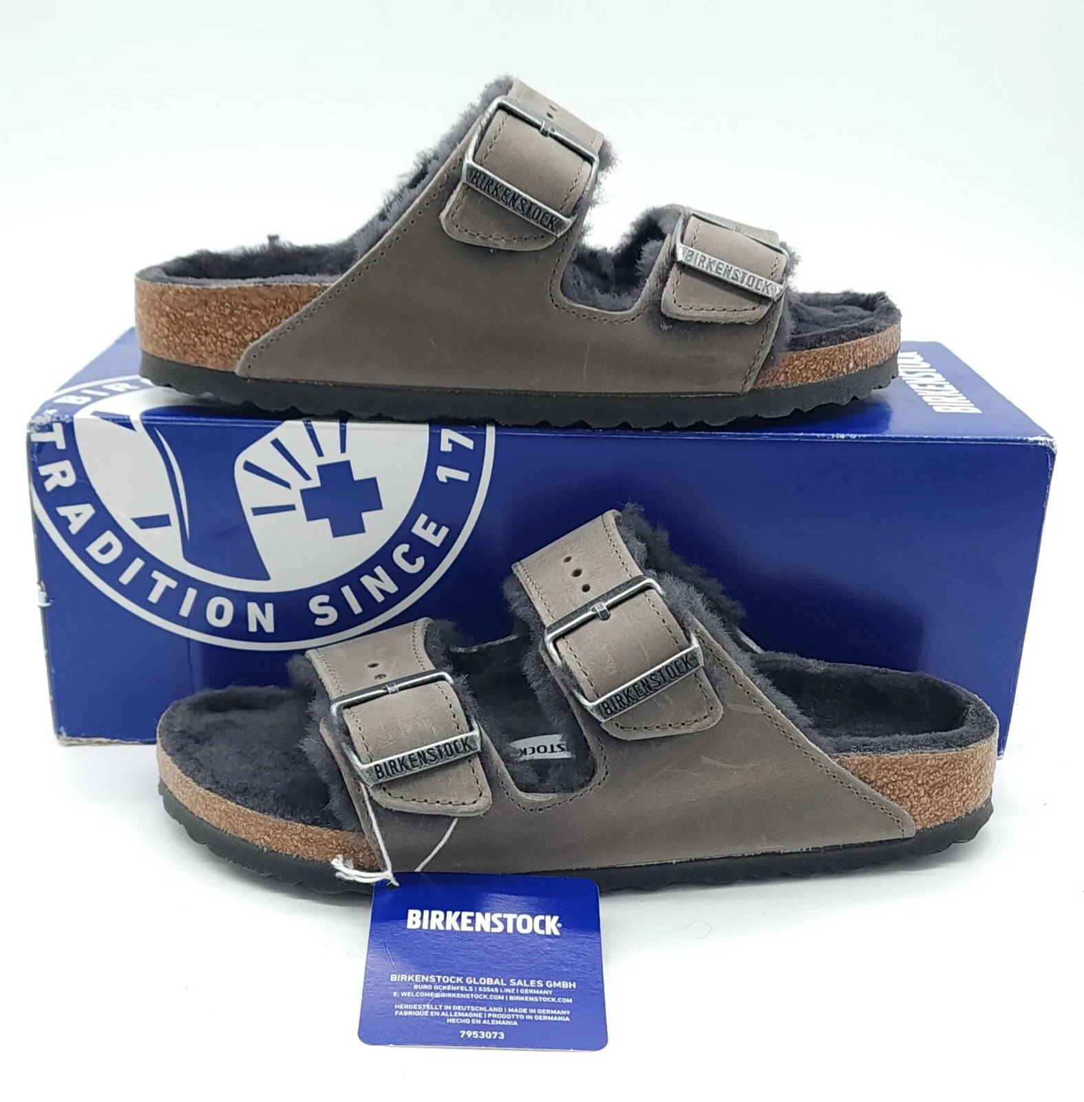 Durable Birkenstock Arizona Black Shearling Waxy Leather Sandals Regular Green