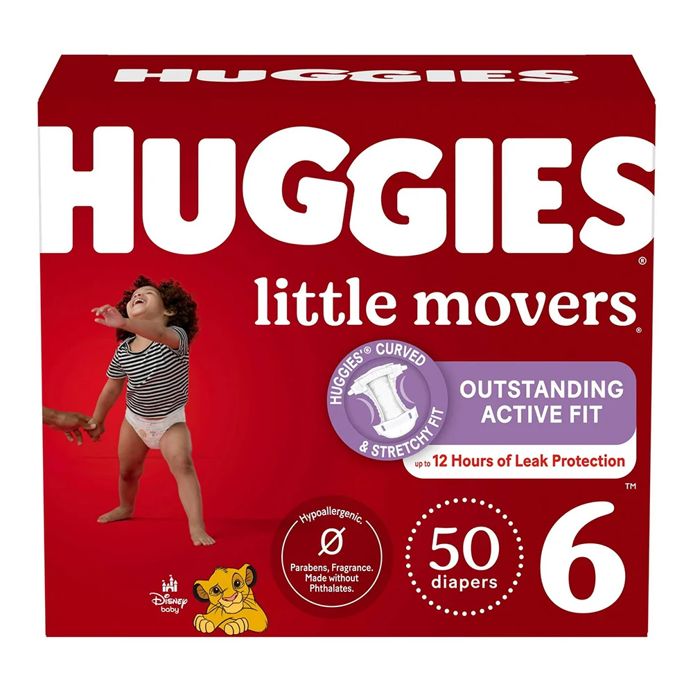 Optimized Huggies Little Movers Diapers Size 6 for Active Toddlers Leak Protection and Comfortable Fit 50Ea First-Class