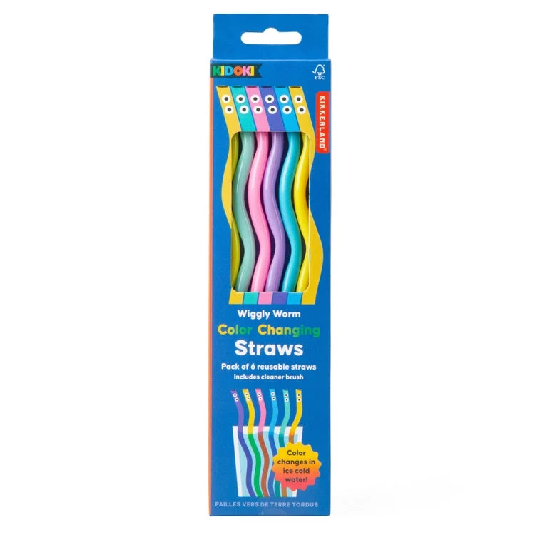 Modern Wiggly Worm Color Changing Straws Relaxed