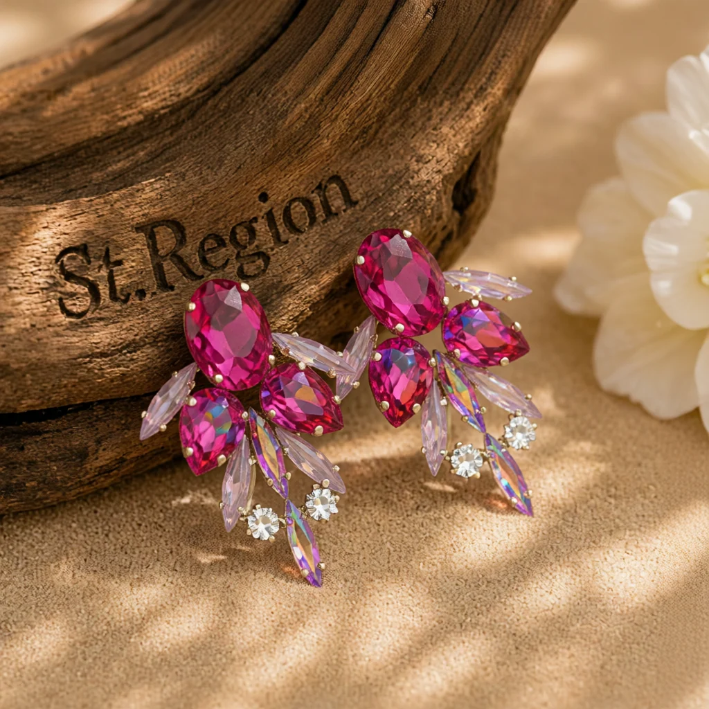 Elite Red Crystal Cubic Zirconia Drop Earrings Sustainable