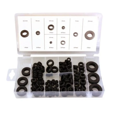 Clean 180 Piece Assorted Rubber Grommet Seal Washer Auto Repair Assortment Set Kit Fast
