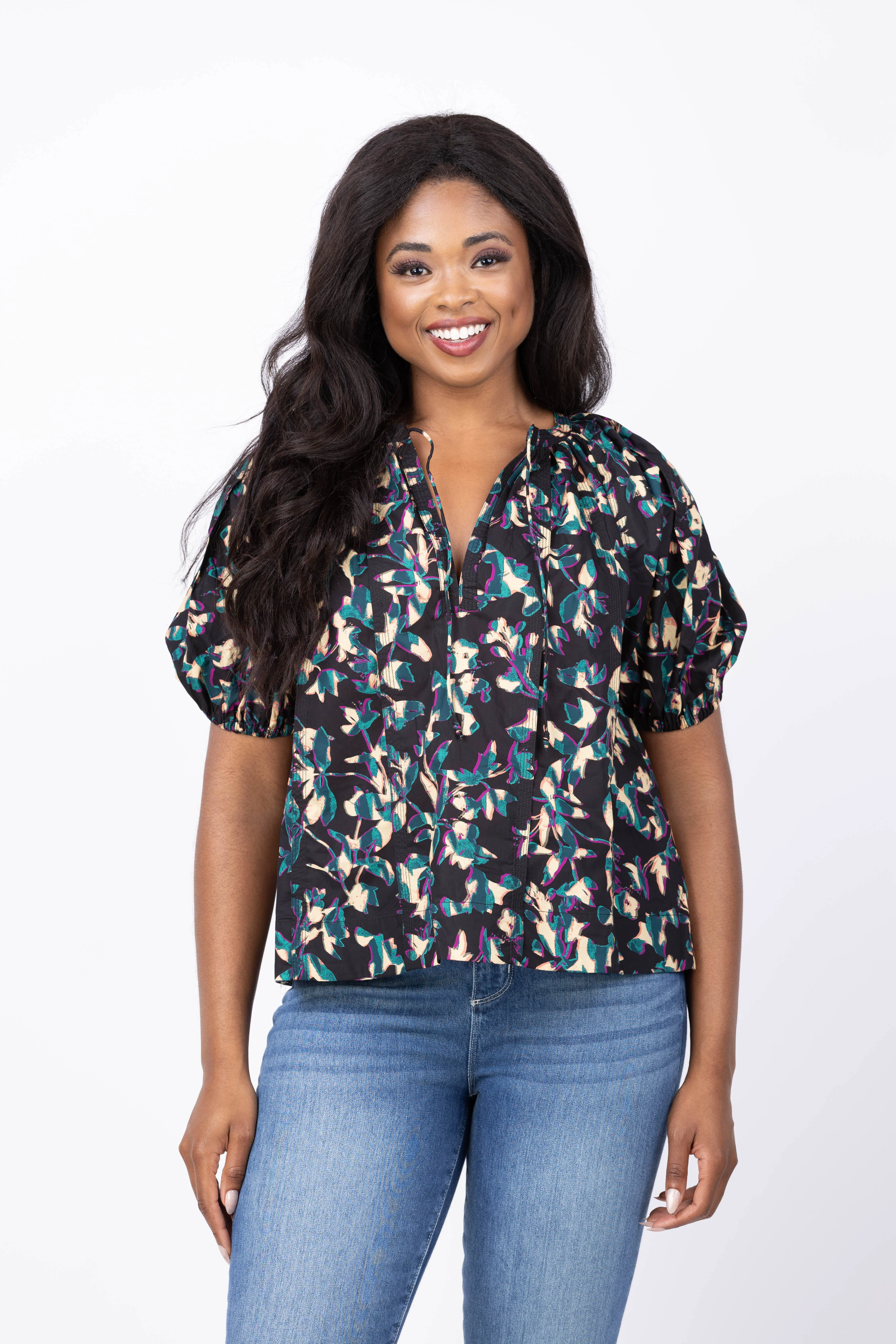 Contemporary Ulla Johnson Loli Short Sleeve Blouse in Kaleidoscope High-End