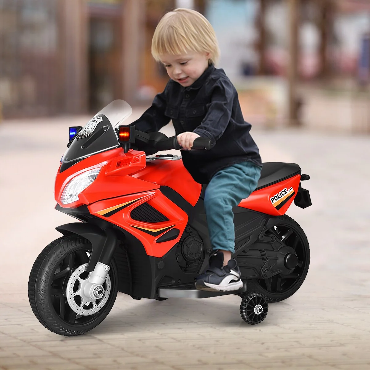 Classic Kids Small Ride On Electric Police Motorcycle Bike Flexible