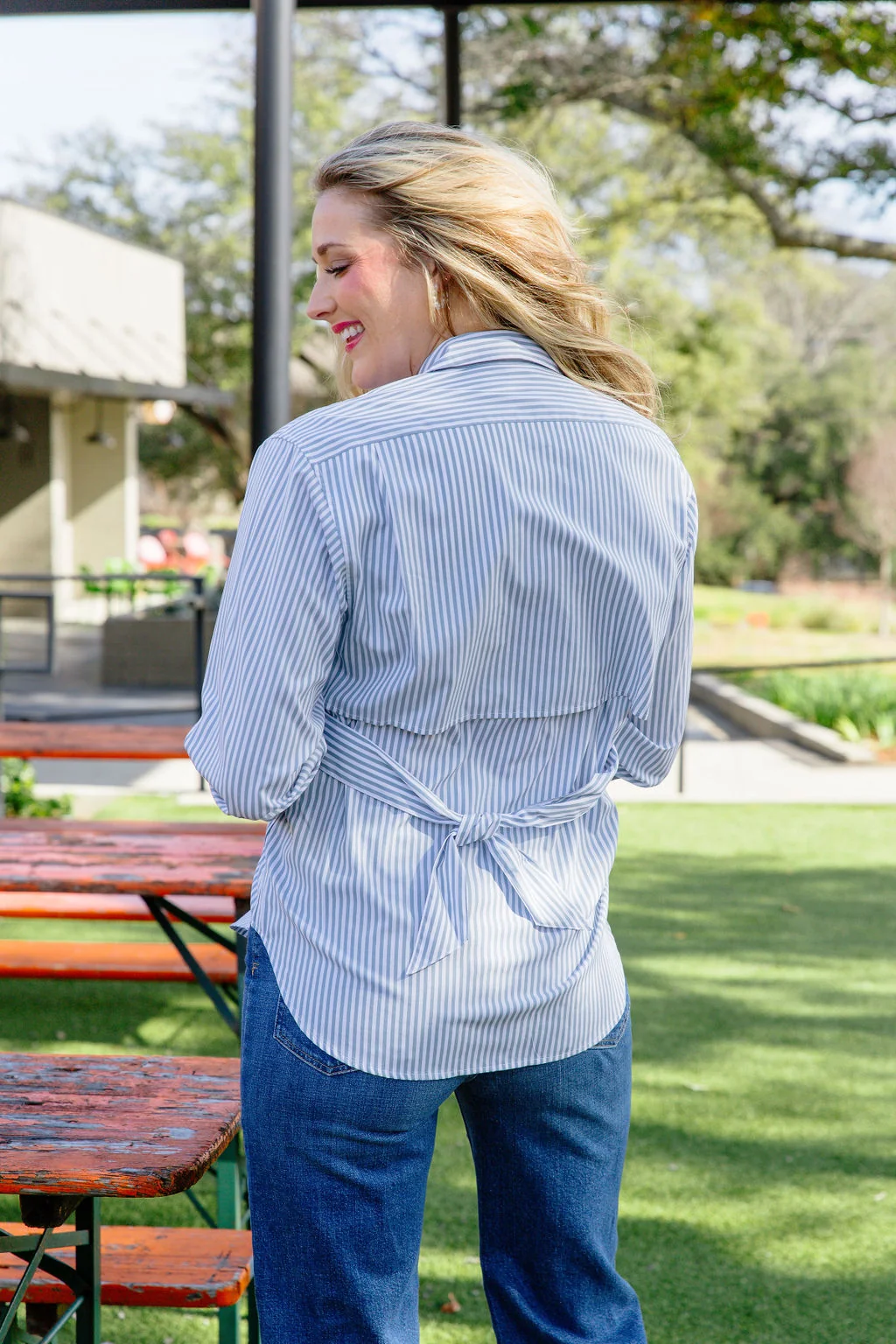 Verified Rag Bone Eve Stripe Poplin Shirt in Blue Stripe Efficient