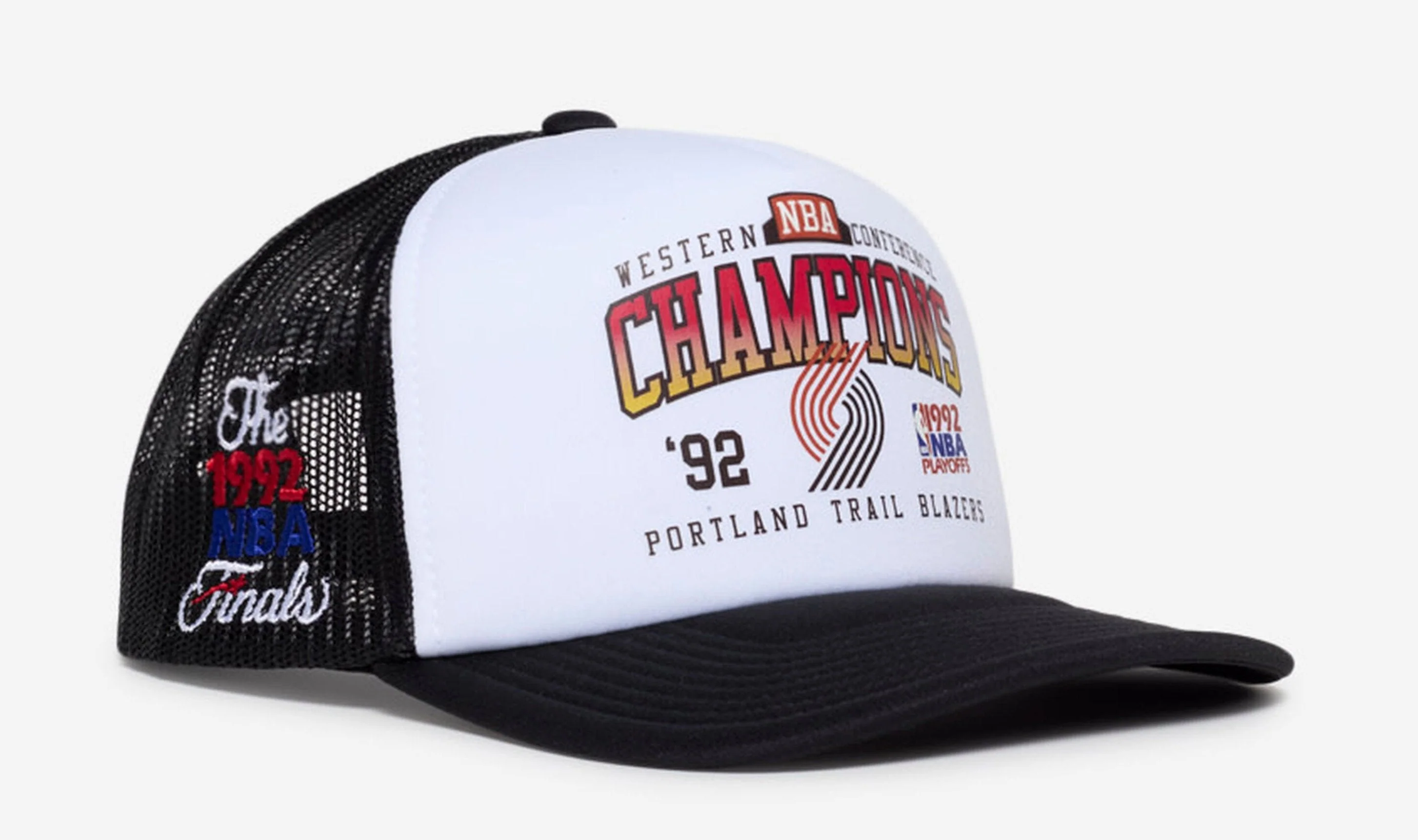 Versatile Mitchell Ness Men's NBA Champions Trucker Hwc Trail Blazers White High-Quality