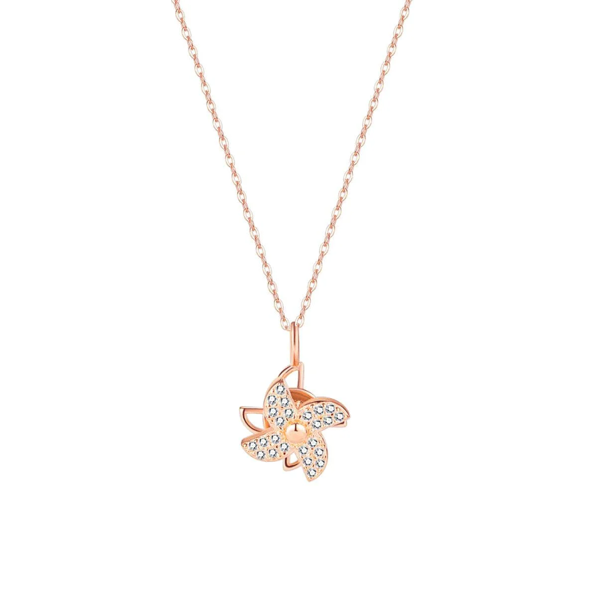 Eco-Friendly Cubic Zirconia Rose Goldtone Windmill Pendant Necklace Innovative