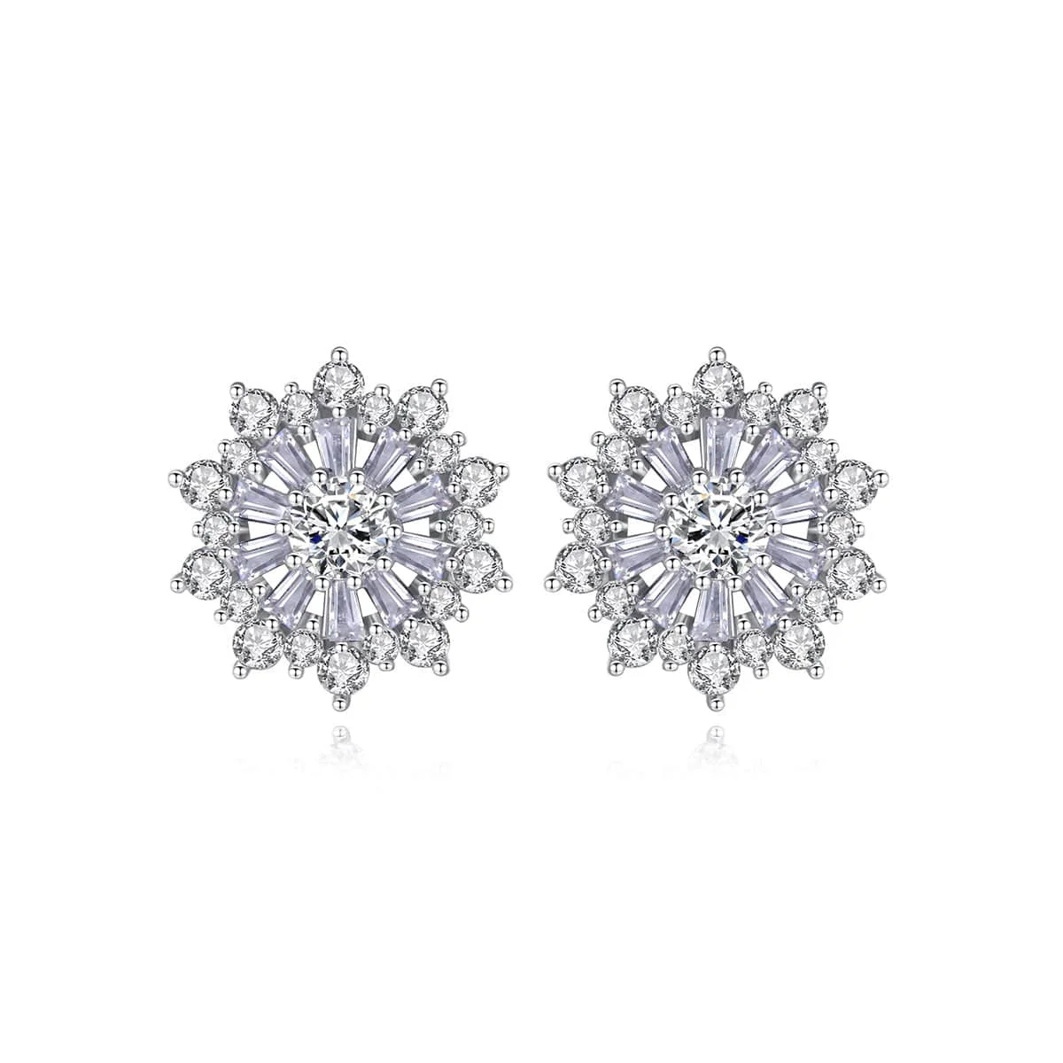 Proven Crystal Cubic Zirconia Silvertone Flower Stud Earrings User-Friendly