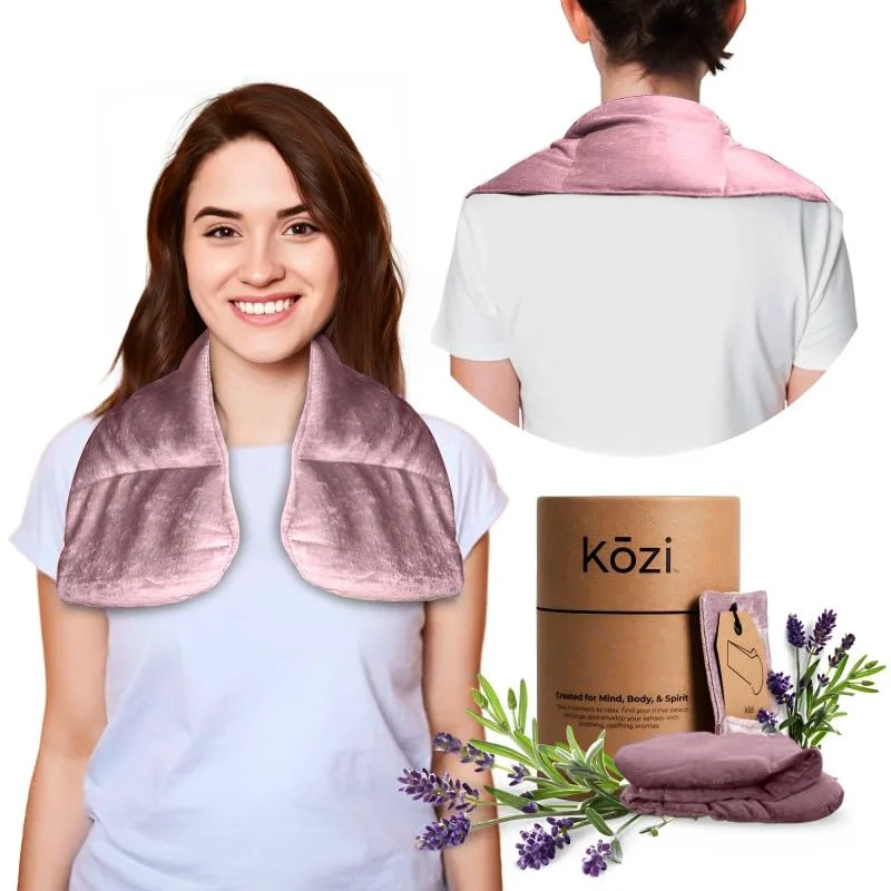 Efficient Kozi Neck Heating Pad Microwaveable Weighted Shoulder Heating Pad Neck and Shoulder Heating Pad with Clay Beads Aromatherapy Blush Smooth