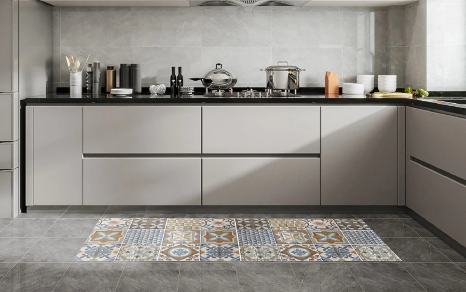 Certified Brown Tile 19.6 in. x 55 in. Anti-Fatigue Kitchen Runner Mat Pure