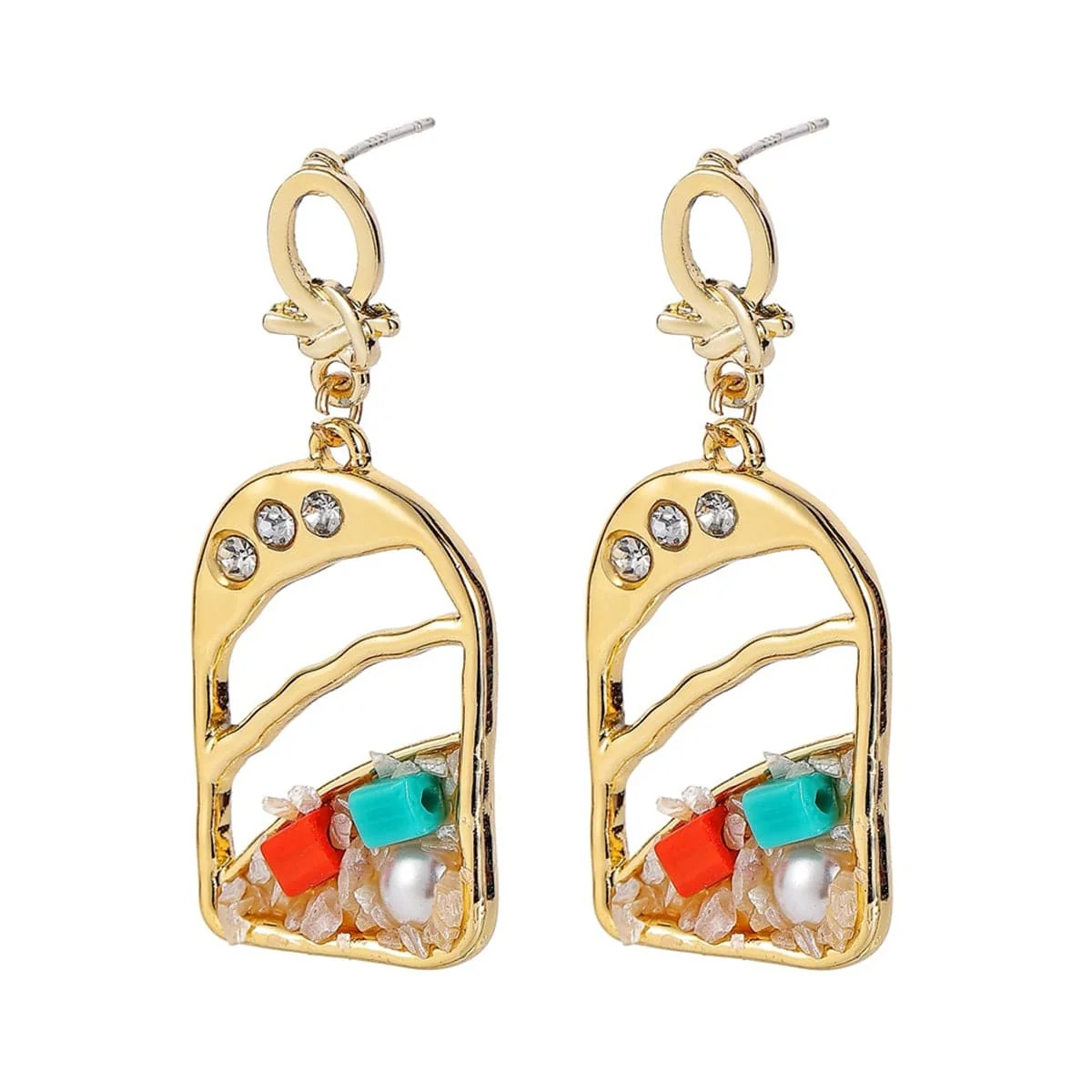 Selected Cubic Zirconia Pearl Goldtone Drop Earrings High-Quality