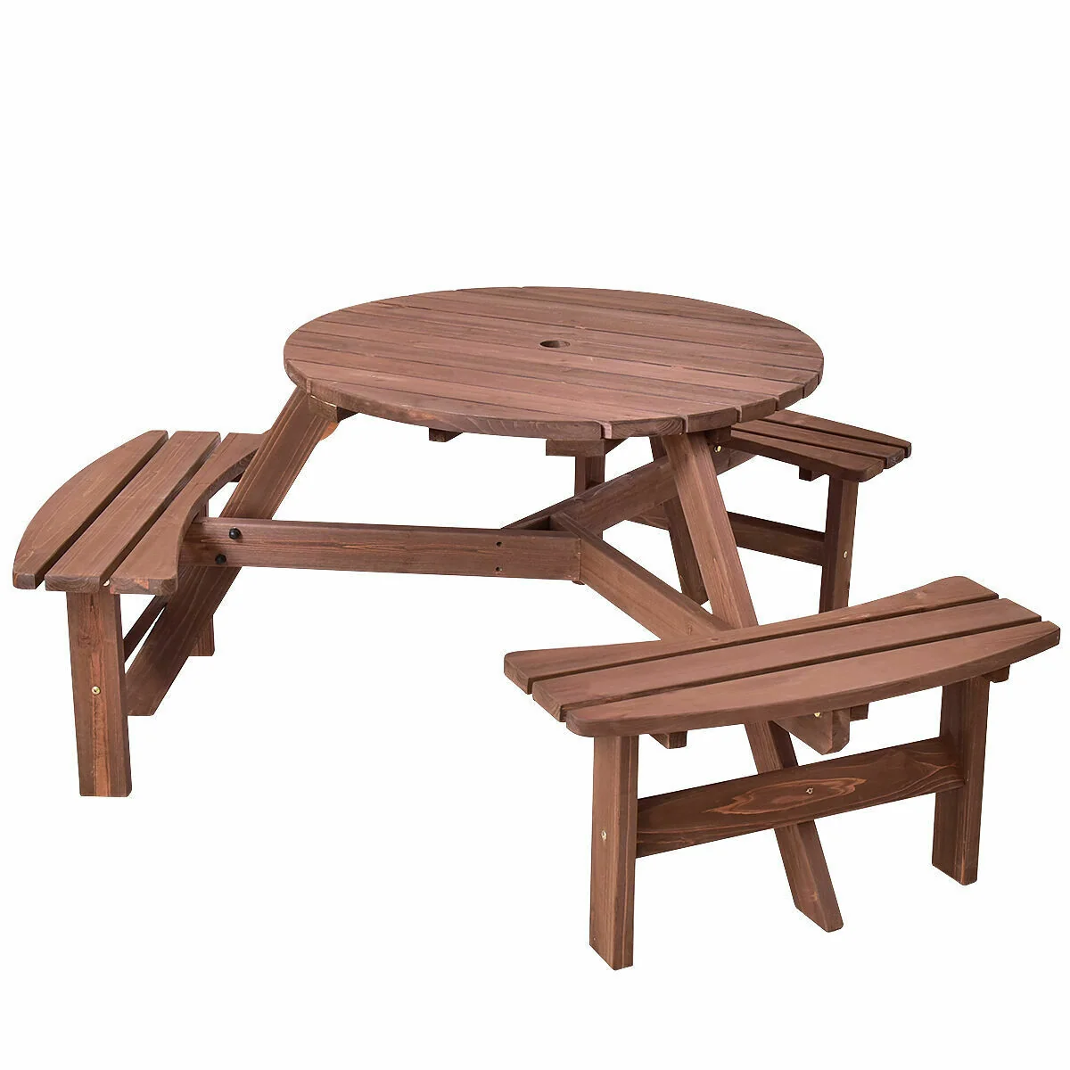 Elite Premium Large Wooden Round Outdoor Patio Picnic Table Modern