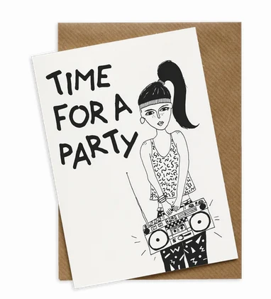 Expertly Made Time for a Party Boombox Girl Greeting Card Dependable
