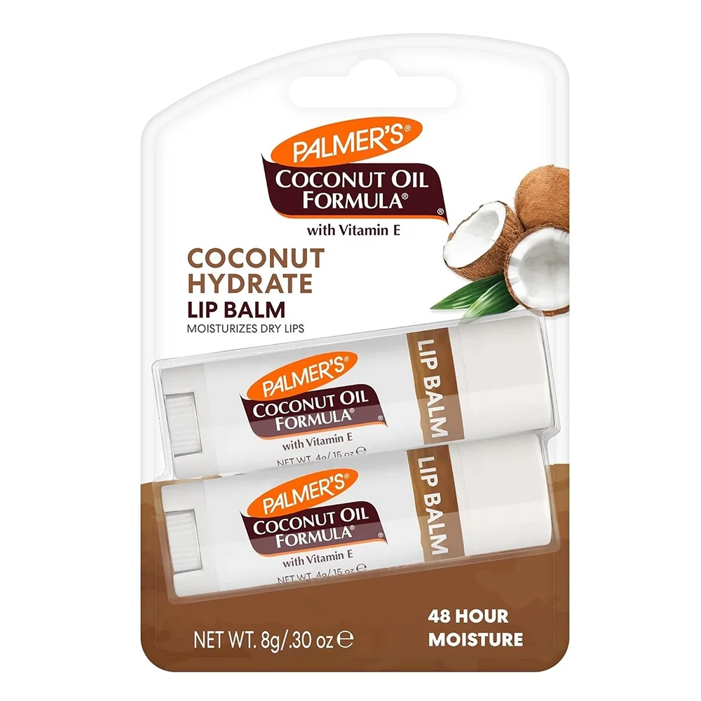 World-Class Palmers Coconut Oil Lip Balm Duo Hydrates Dry Lips for All Day Moisture 0.30Oz 8g Stylish