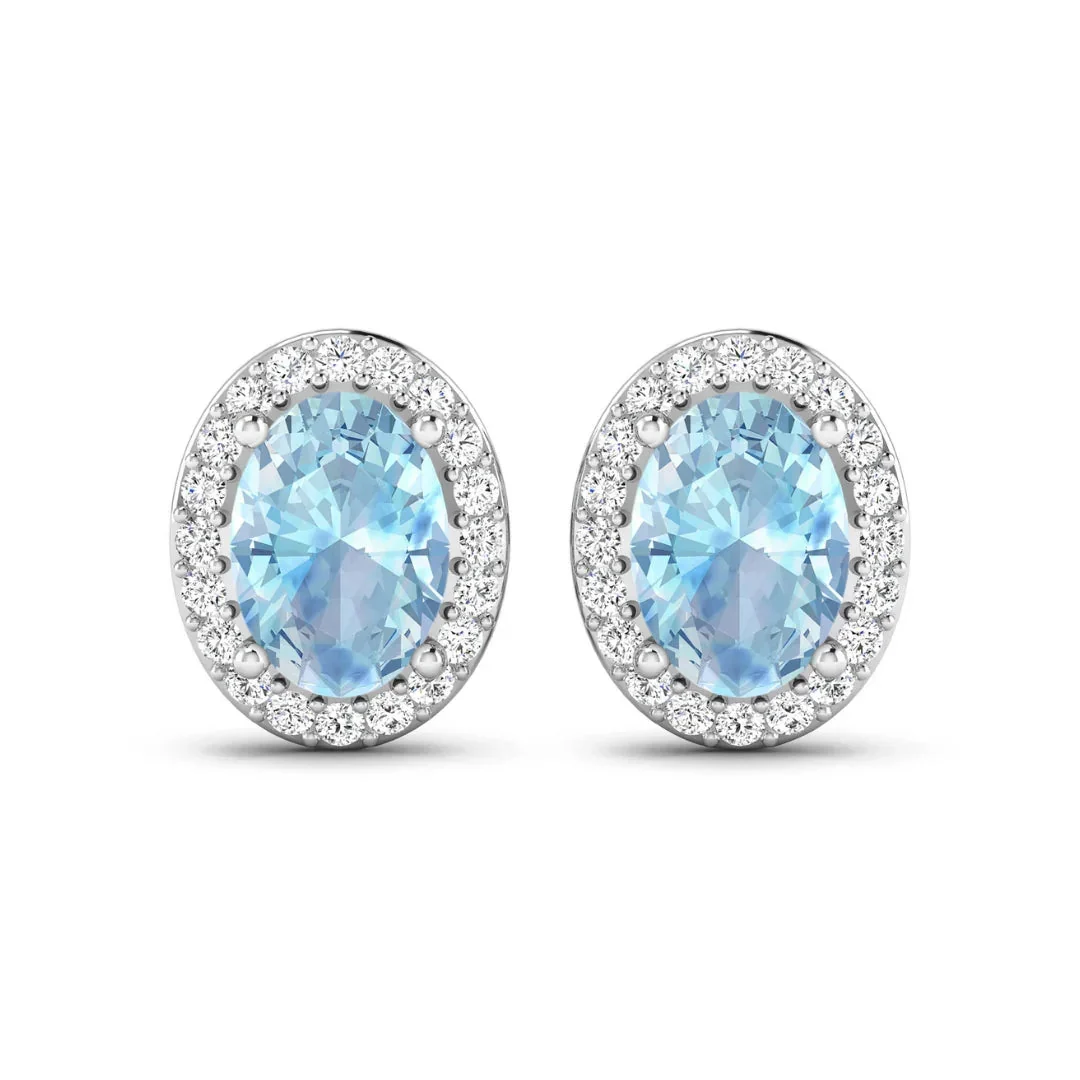 Innovative Diamond Aquamarine Studs Earrings Casual