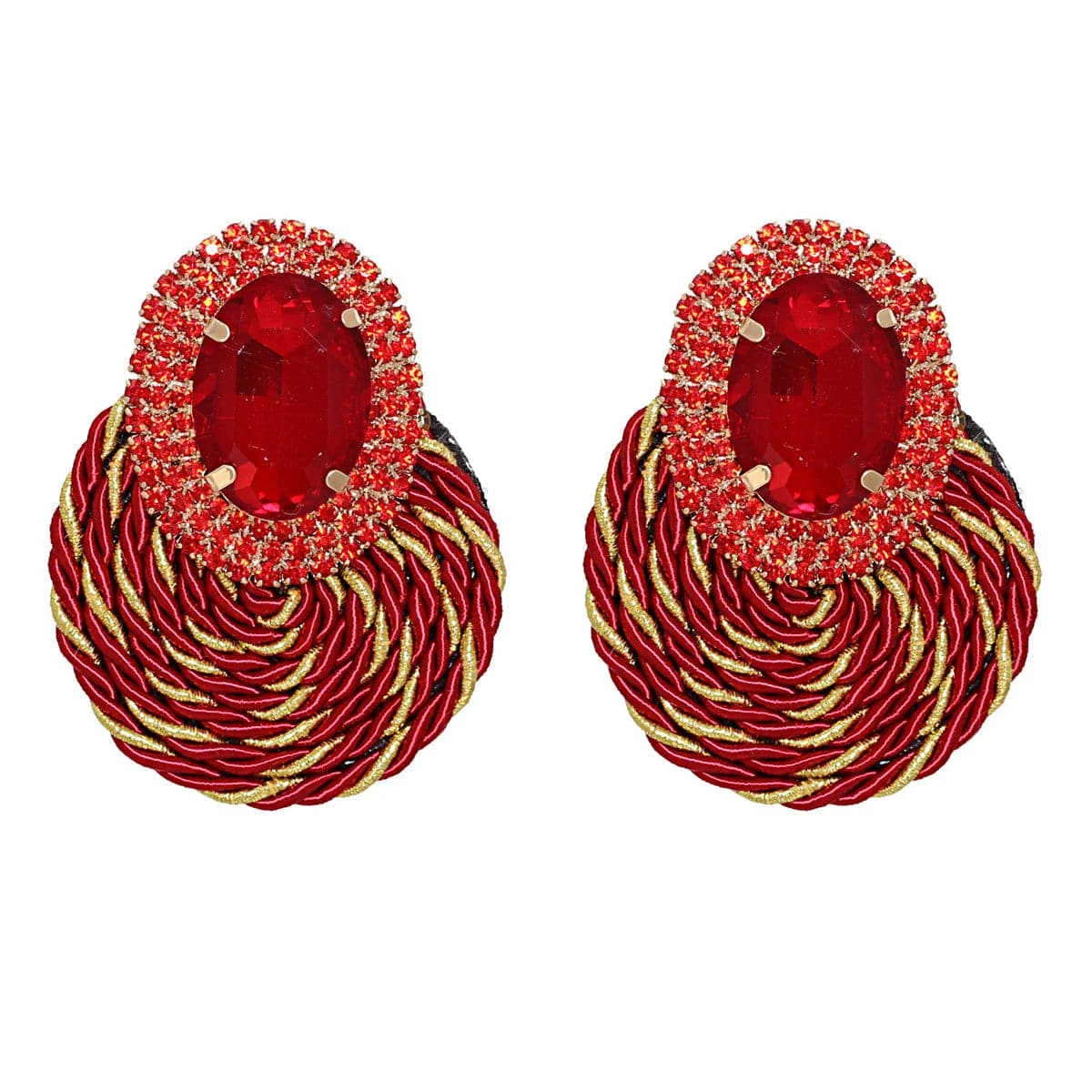 Classic Red Crystal Cubic Zirconia Double Halo Twist Drop Earrings Specialty