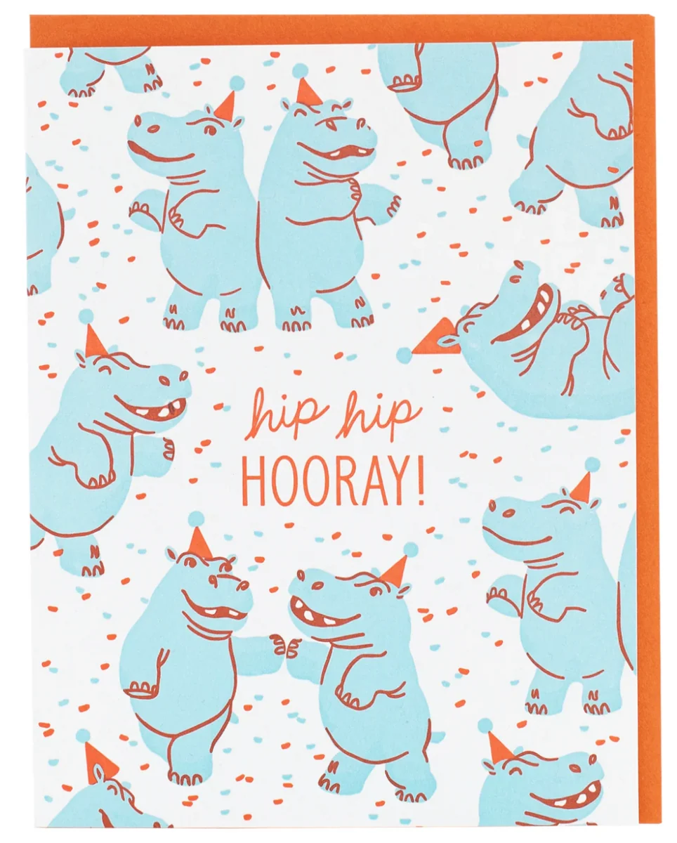 Safe Hippo Dance Party Birthday Card High-End