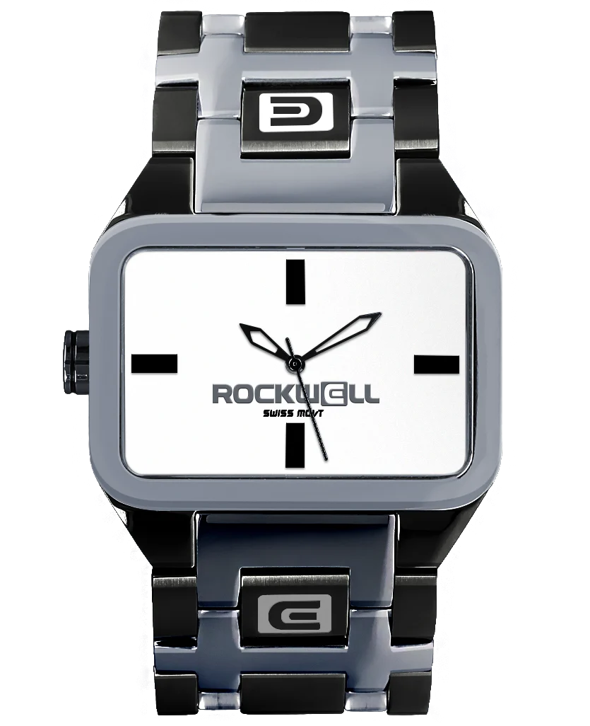 Excellent Duel Time Silver White Black Watch Prestigious
