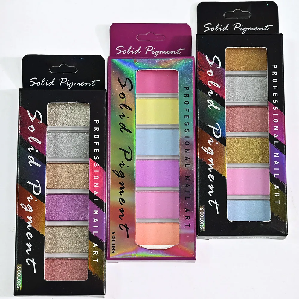 High-End 6-in-1 Chrome Nail Powder Palette Metallic Mirror Prestigious