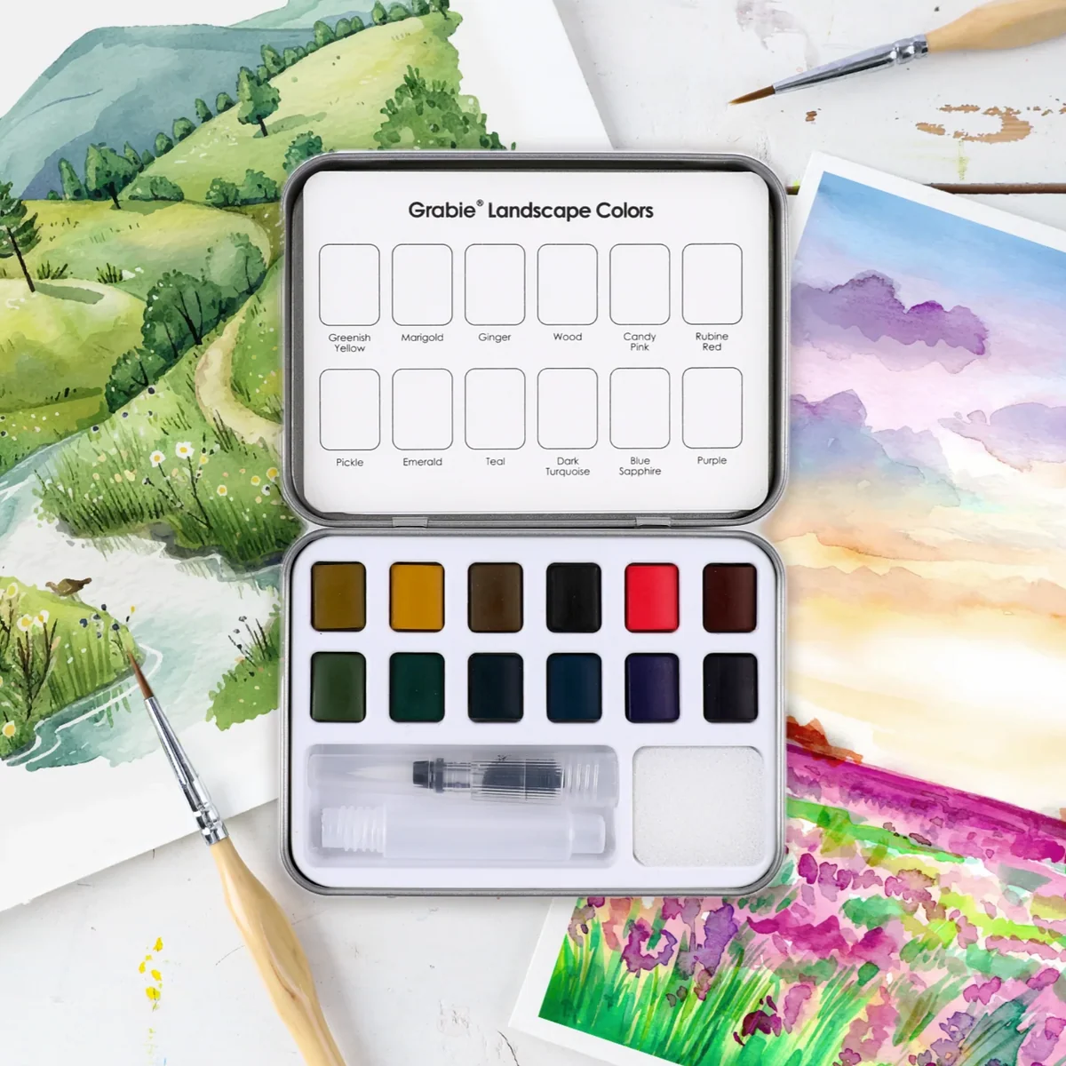 Genuine Pocket Watercolor Set Landscape Casual