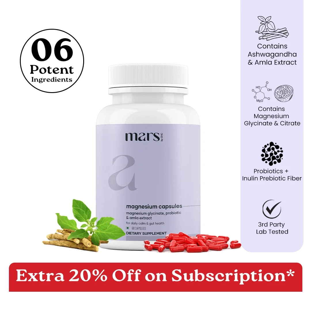 Trendy Mars Magnesium with Probiotic Amla Extract – Relaxation Gut Stress Wellness Support 60N Unique