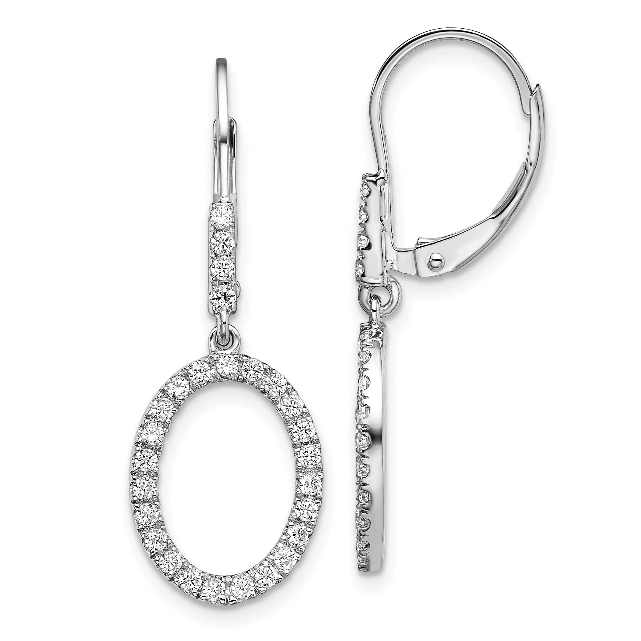 Innovative 14k White Gold Lab Diamond Dangle Oval Leverback Earrings Consistent