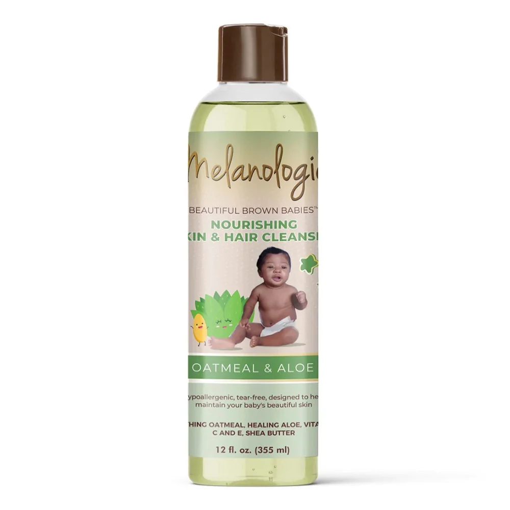 Sustainable Melanologie Baby Skin and Hair Cleanser Oatmeal and Aloe 12 Oz Elegant