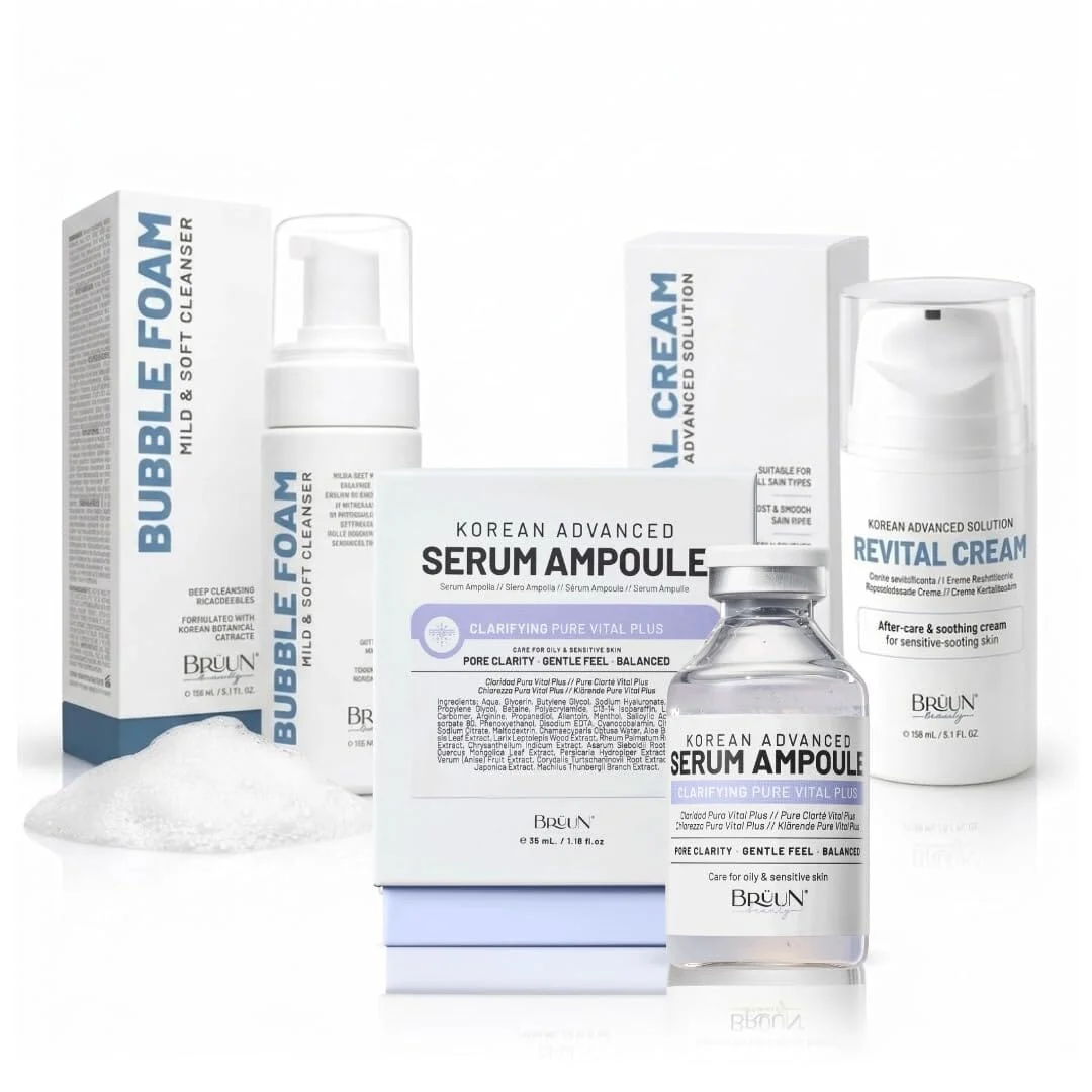 Recyclable BRÜUN Korean Skincare Essentials Bundle – AC Control Ampoule Bubble Foam Cleanser Revital Cream Daily Facial Care Set BRÜUN Salmon DNA PDRN Complex SerumPDRN COMPLEX SALMON DNA FORMULADESIGNED FOR MICRONEEDLING SKINCAREMULTIPLE USES FROM A 35 ML AMPOULEMADE IN SOUTH KOREAWHY CHOOSE BRÜUN SALMON DNA PDRN COMPLEX SERUM WHAT'S INCLUDEDHOW TO STOREADVANCED KOREAN PDRN SKINCARE Sustainable