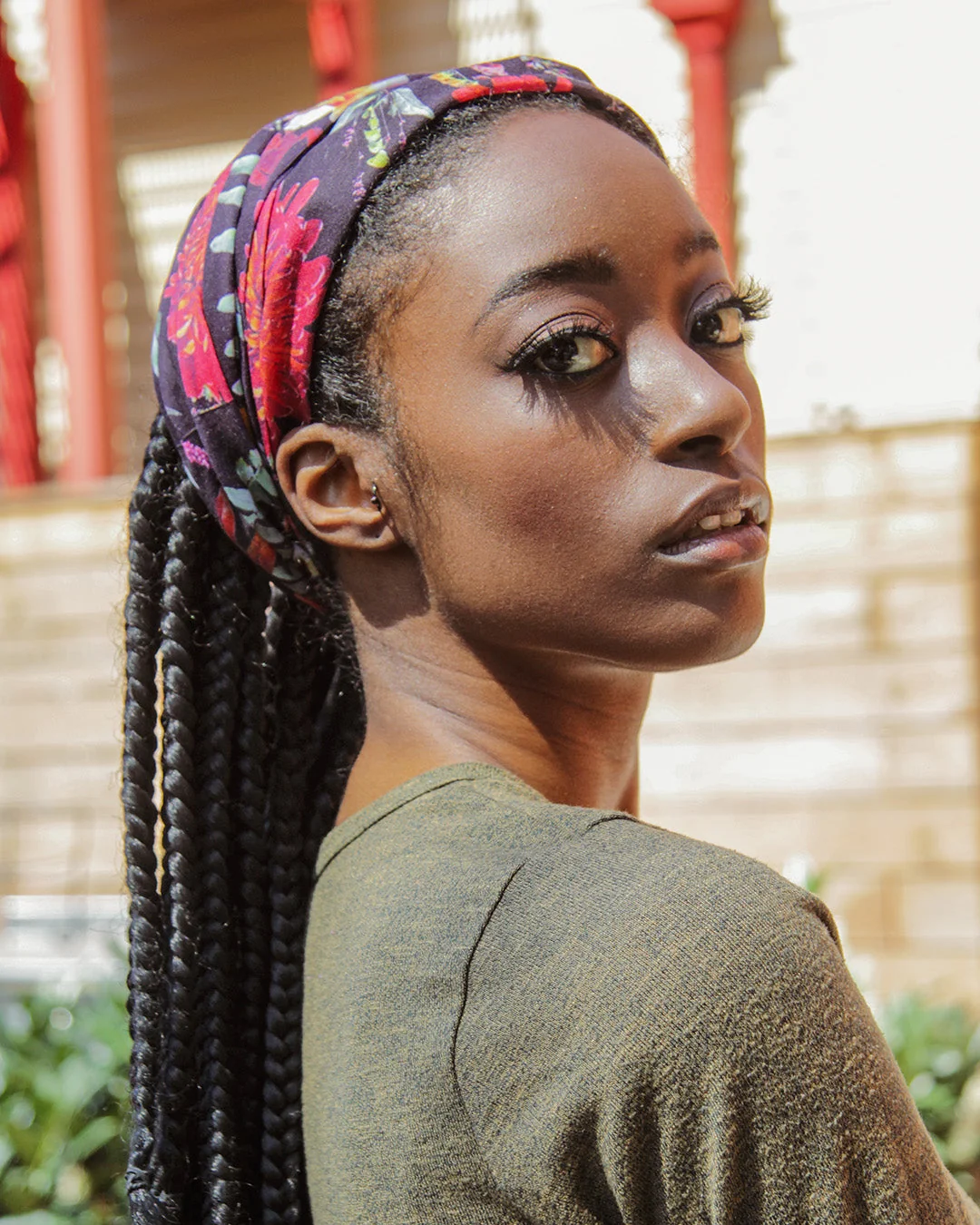 High-Grade Dark Botanical - Infinity Headwrap Buff Comfortable