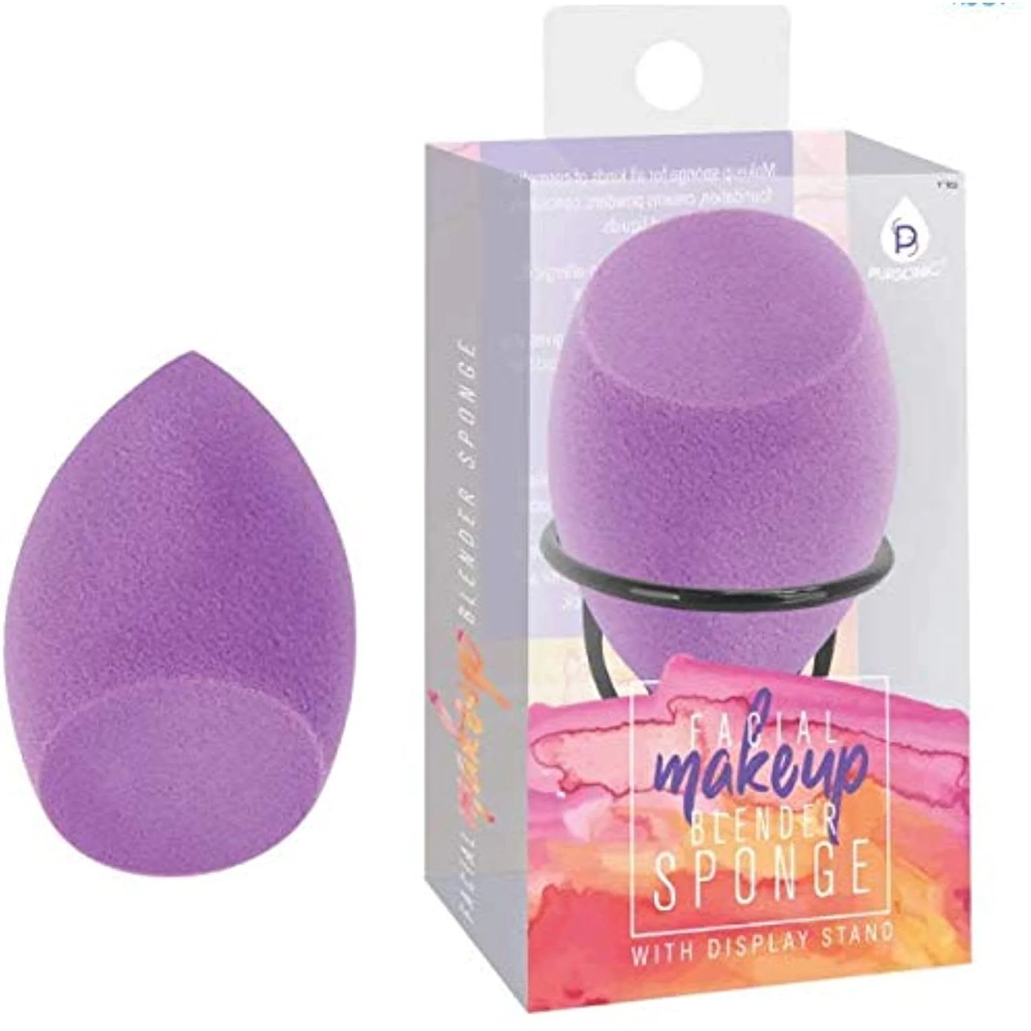 Flexible Pursonic Facial Makeup Blender Sponge with Stainless Steel Display Stand Casual
