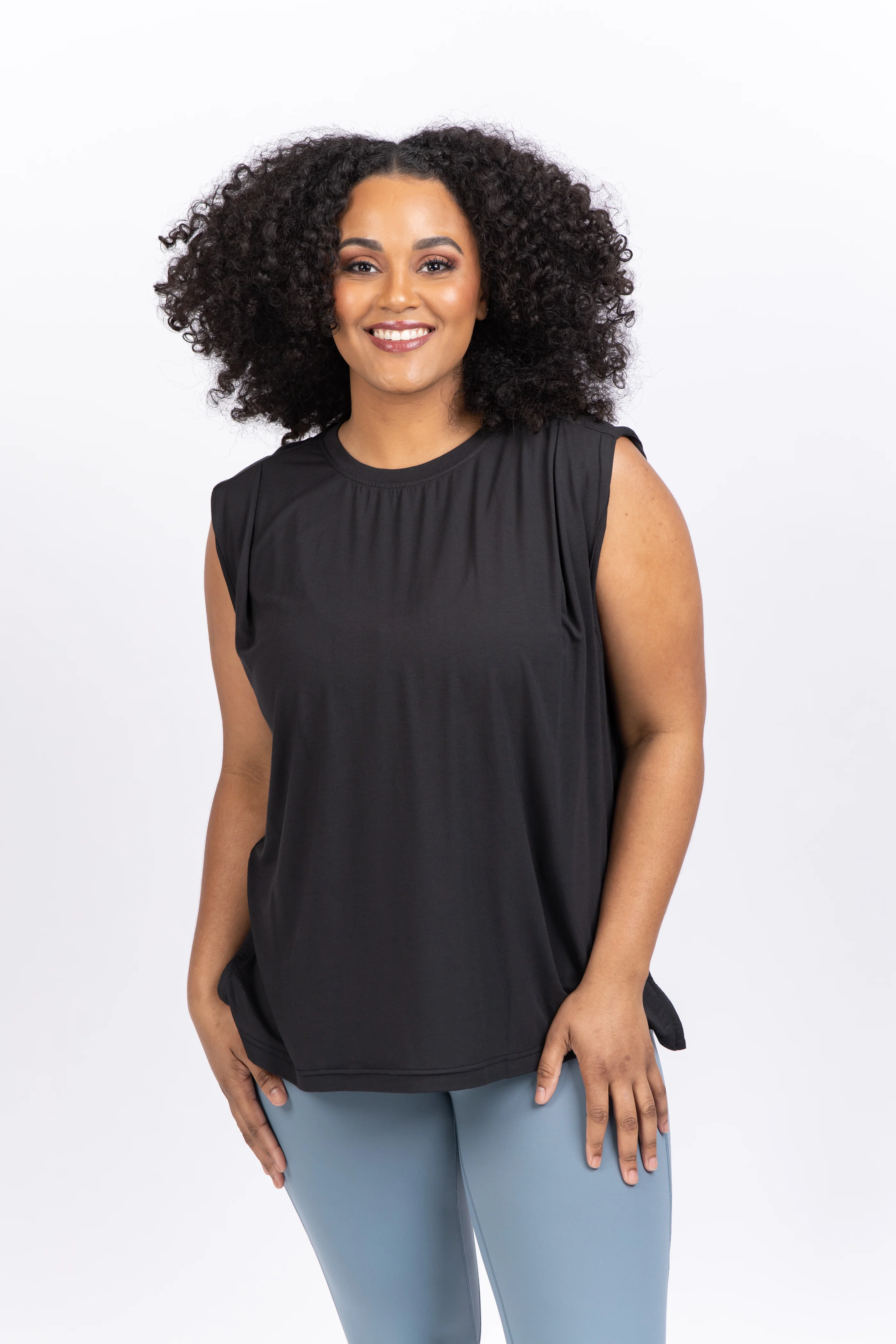 Enhanced Varley Calgary Boxy Tank Black Clean