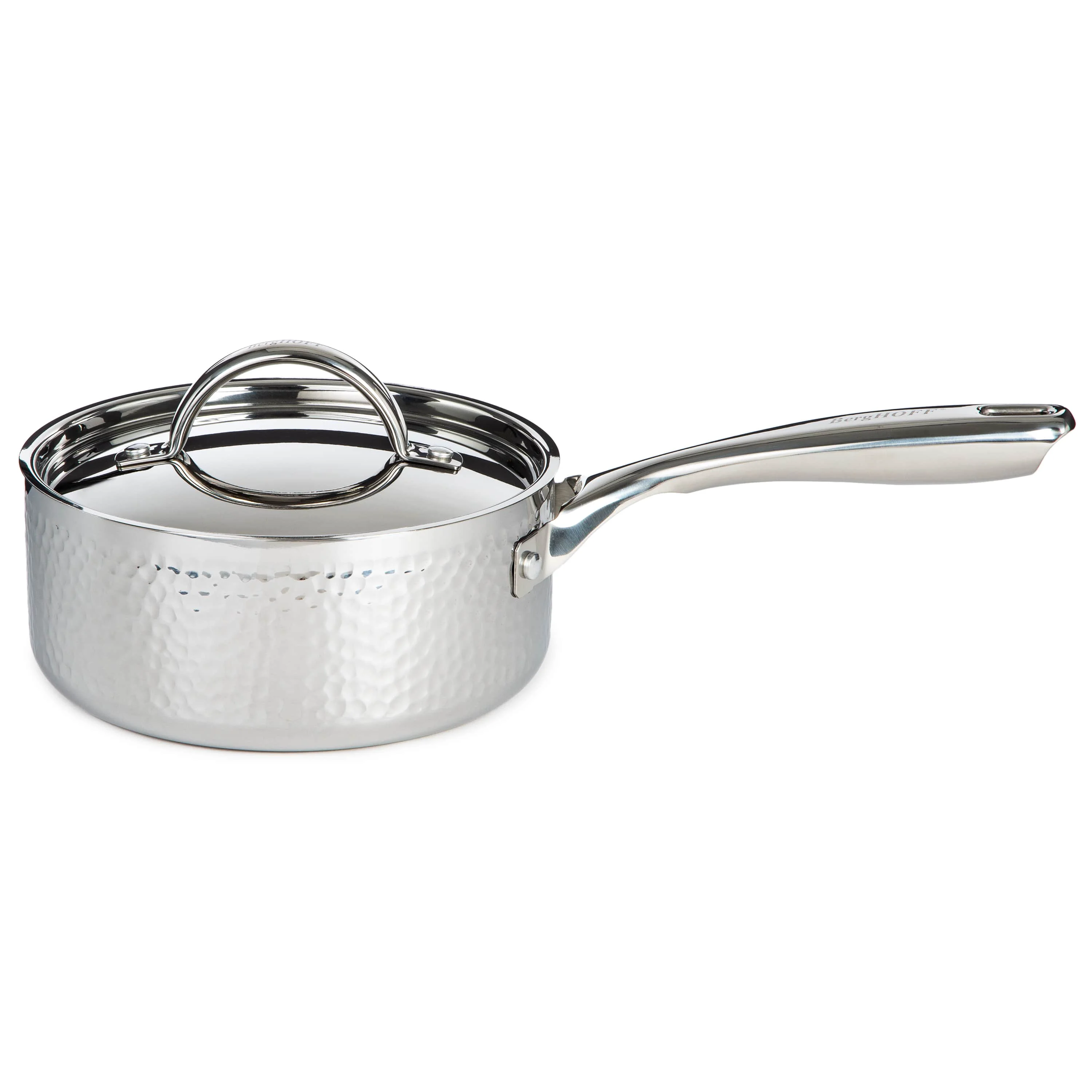 Secure BergHOFF Vintage Tri-Ply 18 10 Stainless Steel 7 Saucepan 2qt. with Lid Hammered Smart