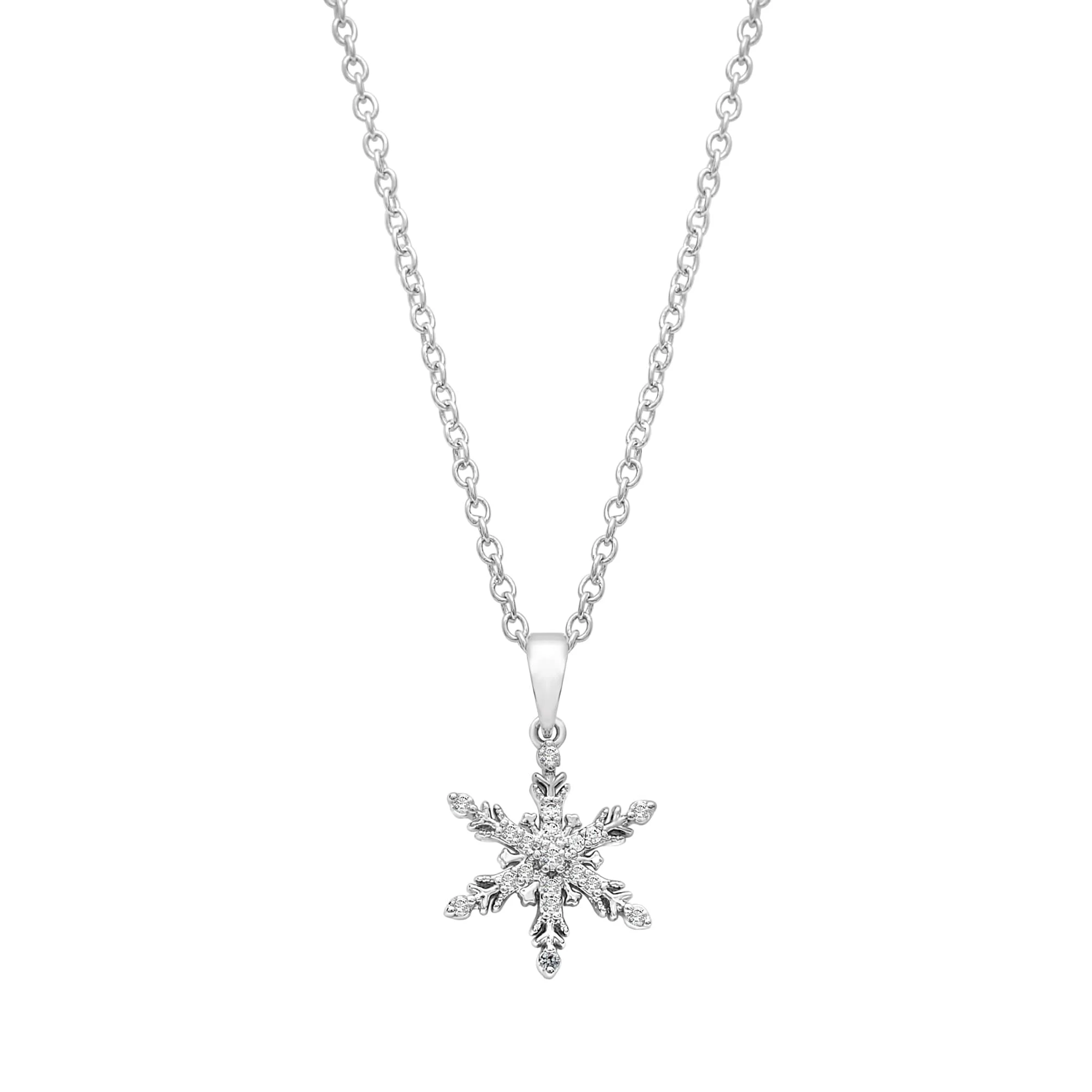 Recyclable Classic Snowflake Necklace Rhodium-Plated Stainless Steel Fast