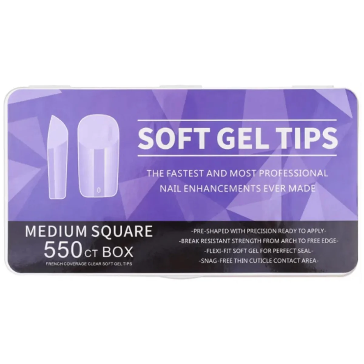 Long-Lasting Full Soft Gel Tips-Medium Square-550pcs Comfortable