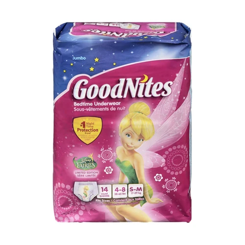 Quality Goodnites Girls Nighttime Bedtime Disney Fair Underwears Jumbo Small Medium 14Ea Lightweight
