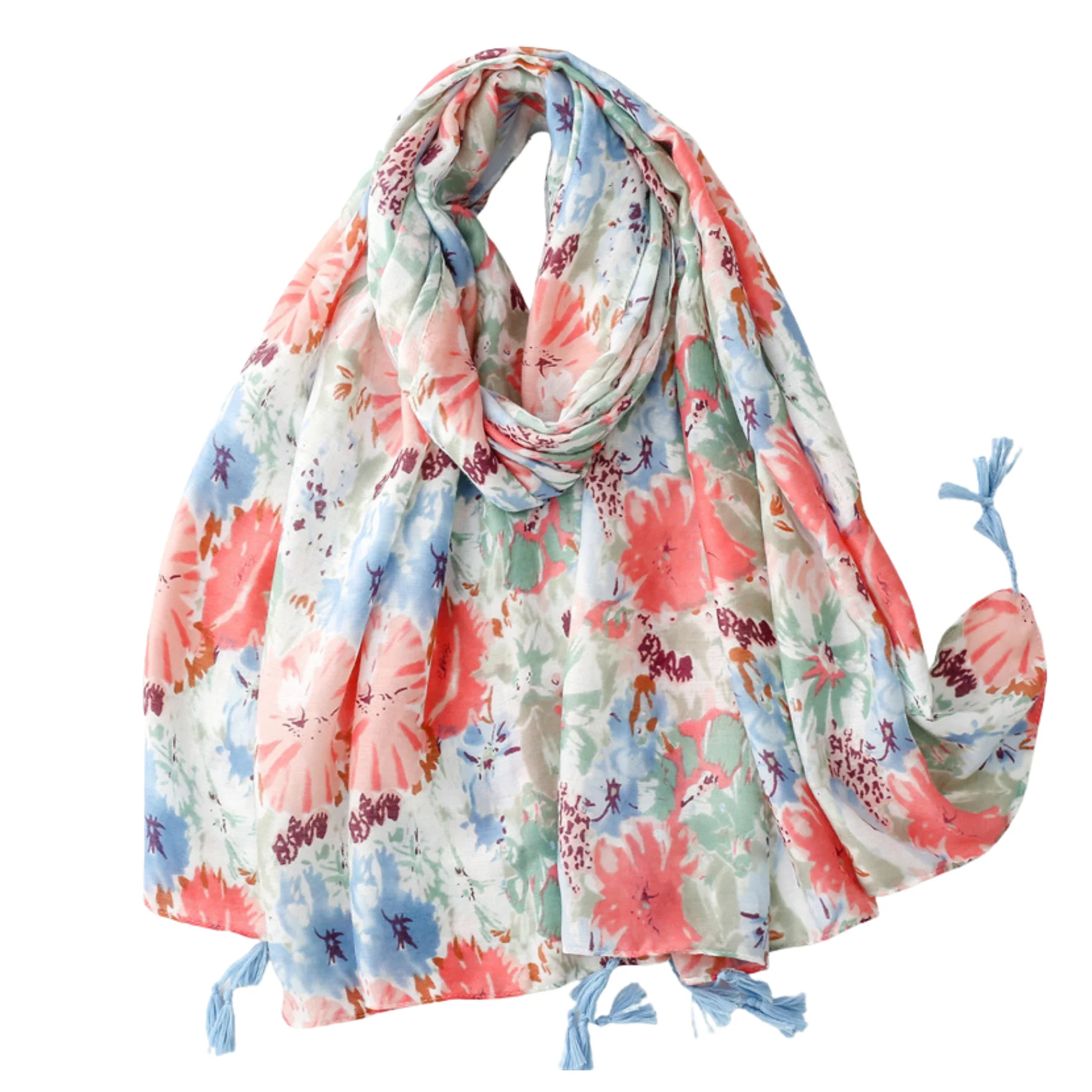 Relaxed Watercolour Garden Tassel Scarf Next-Generation