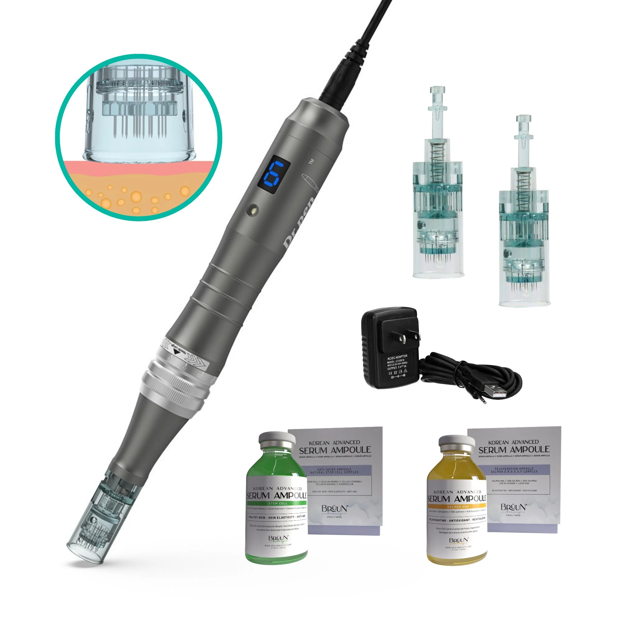 Fine Crafted Dr. Pen Ultima M8 Microneedling Kit Advanced Stem Cell Salmon DNA Serums for Skin Tightening Rejuvenation BRÜUN Salmon DNA PDRN Complex SerumPDRN COMPLEX SALMON DNA FORMULADESIGNED FOR MICRONEEDLING SKINCAREMULTIPLE USES FROM A 35 ML AMPOULEMADE IN SOUTH KOREAWHY CHOOSE BRÜUN SALMON DNA PDRN COMPLEX SERUM WHAT'S INCLUDEDHOW TO STOREADVANCED KOREAN PDRN SKINCARE Relaxed