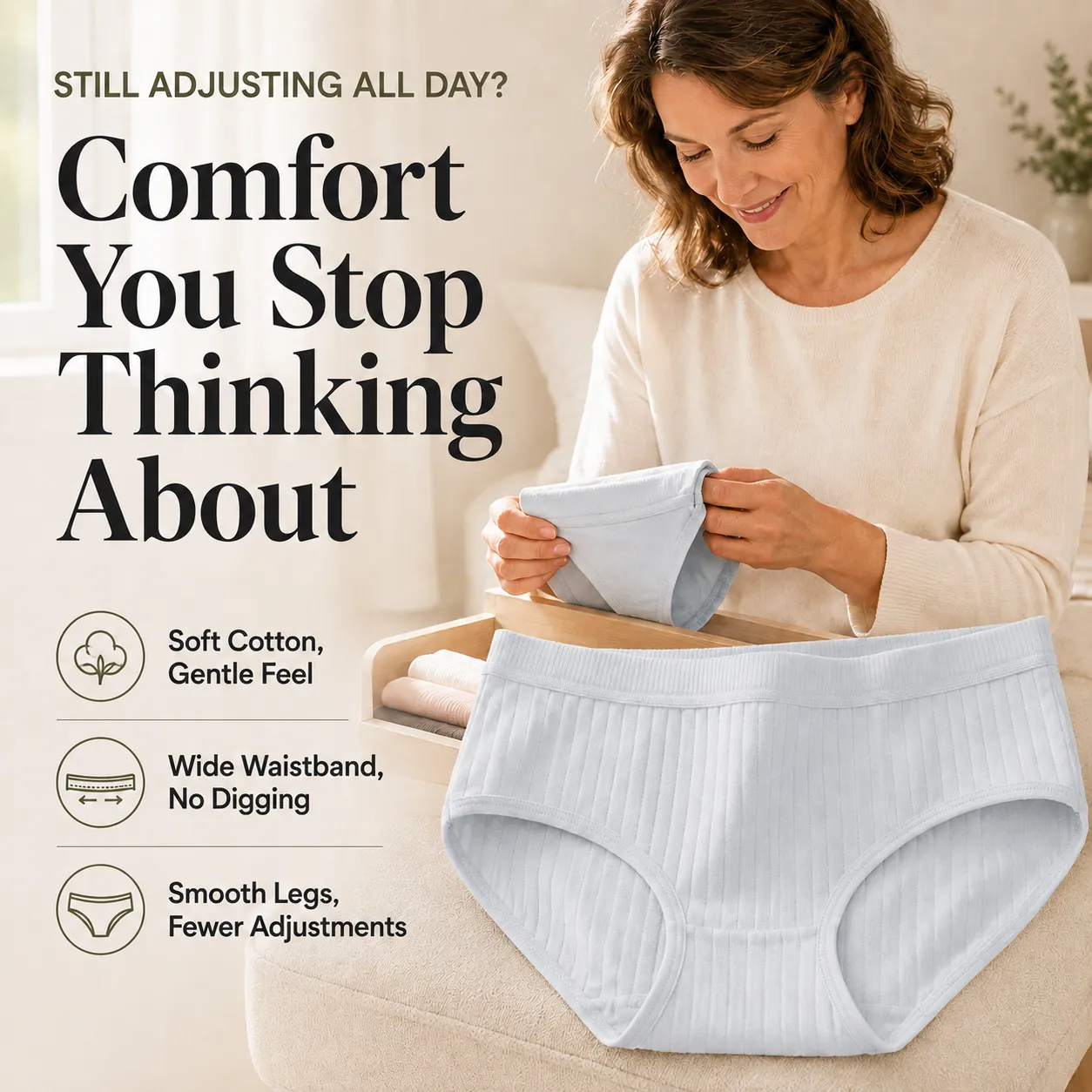 Selected 4-Pack Women s Cotton Briefs — Soft Breathable No-Shrink Everyday Co High-Quality