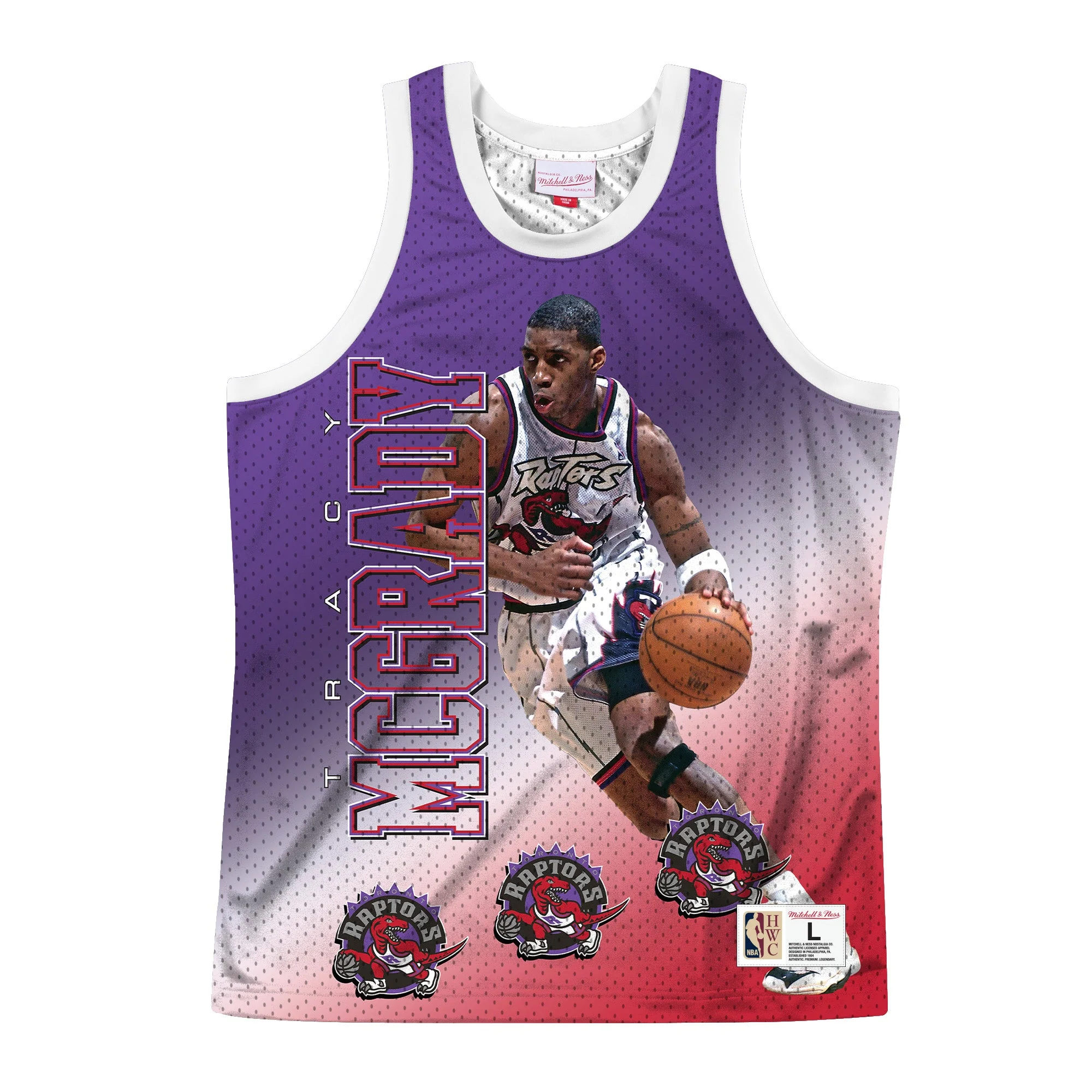 High-Quality Mitchell Ness Men's NBA Behind The Back Tank Toronto Raptors Tracy Mcgrady Fine